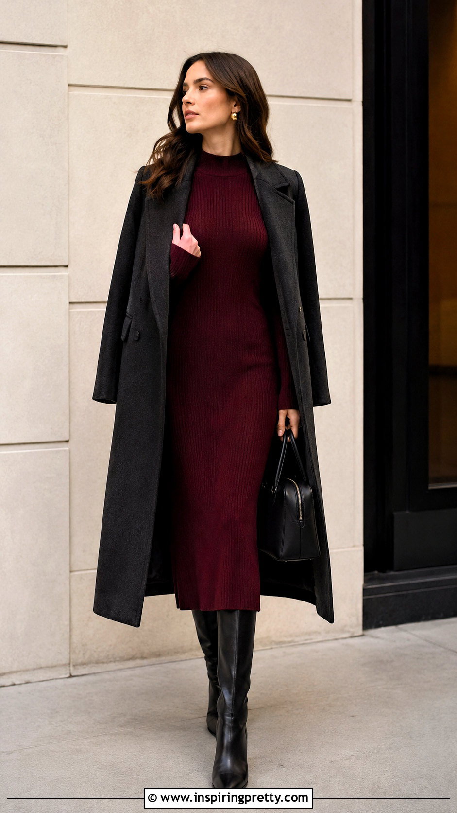 Oxblood Dress With Black Boots - 50 top rojo outfits noche ideas