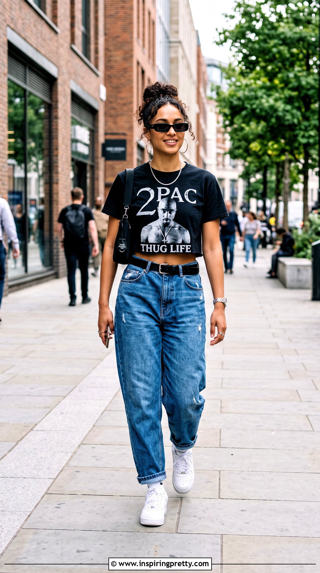 Pac Crop Top With Baggy Jeans And Sneakers - 20 2Pac Crop Top outfit ideas