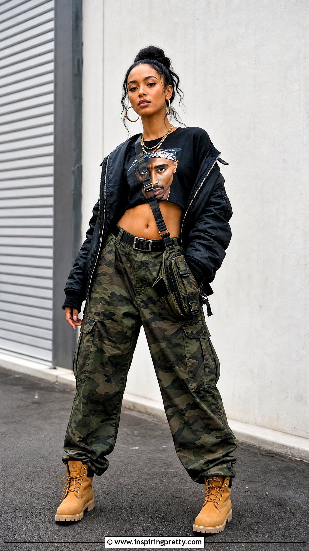 Pac Crop Top With Camo Pants And Work Boots - 20 2Pac Crop Top outfit ideas
