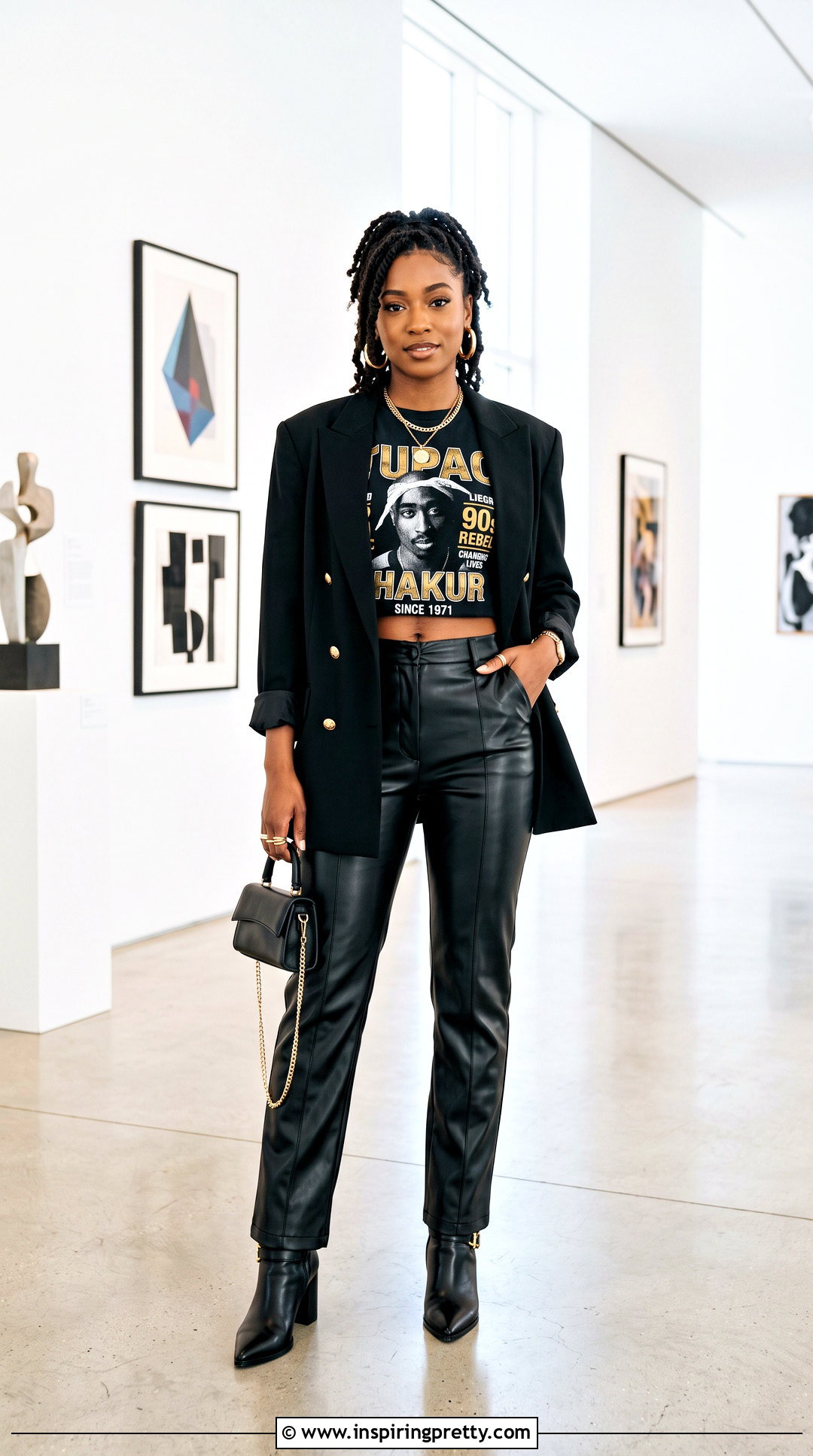 Pac Crop Top With Faux Leather Pants And Heels - 20 2Pac Crop Top outfit ideas