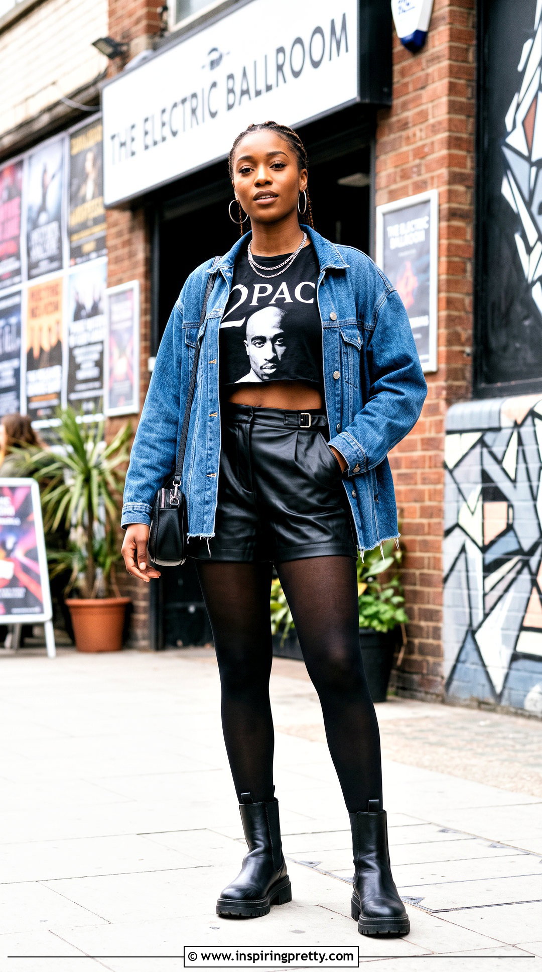 Pac Crop Top With Faux Leather Shorts And Ankle Boots - 20 2Pac Crop Top outfit ideas