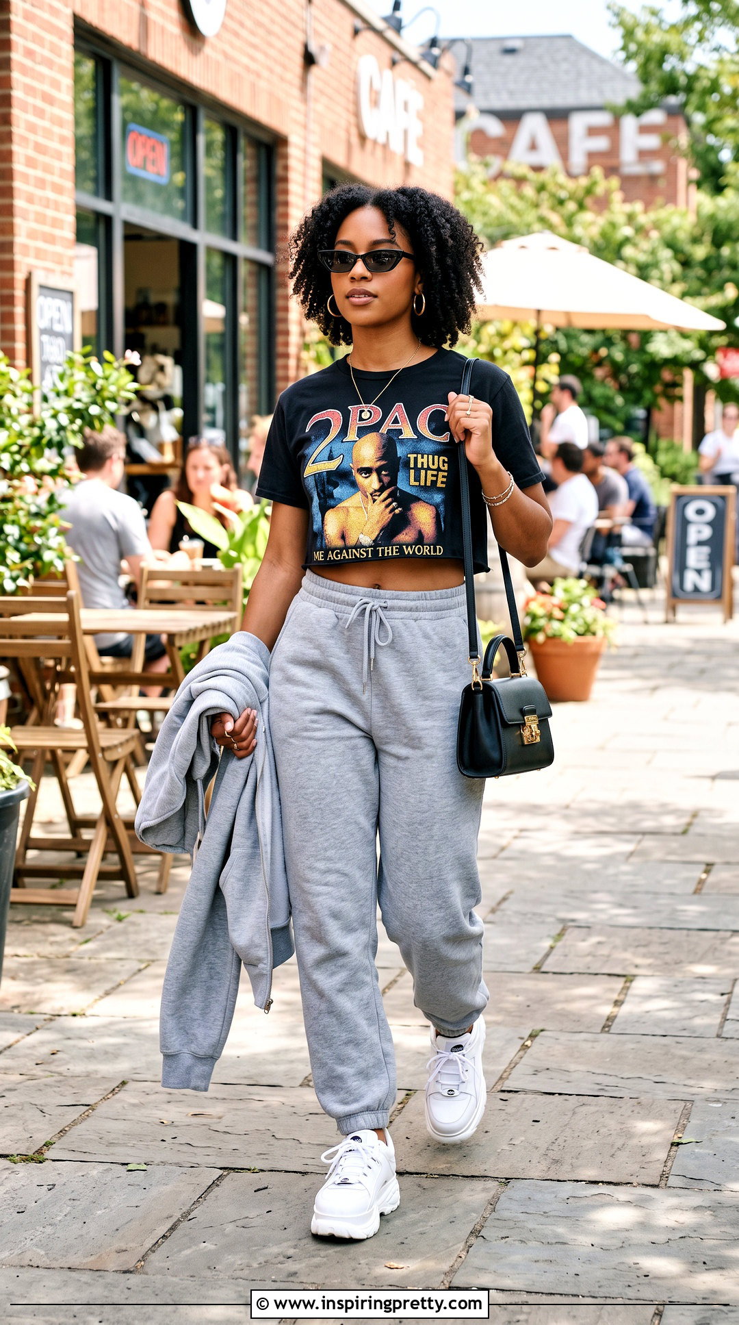 Pac Crop Top With Sweatpants And Platform Sneakers - 20 2Pac Crop Top outfit ideas