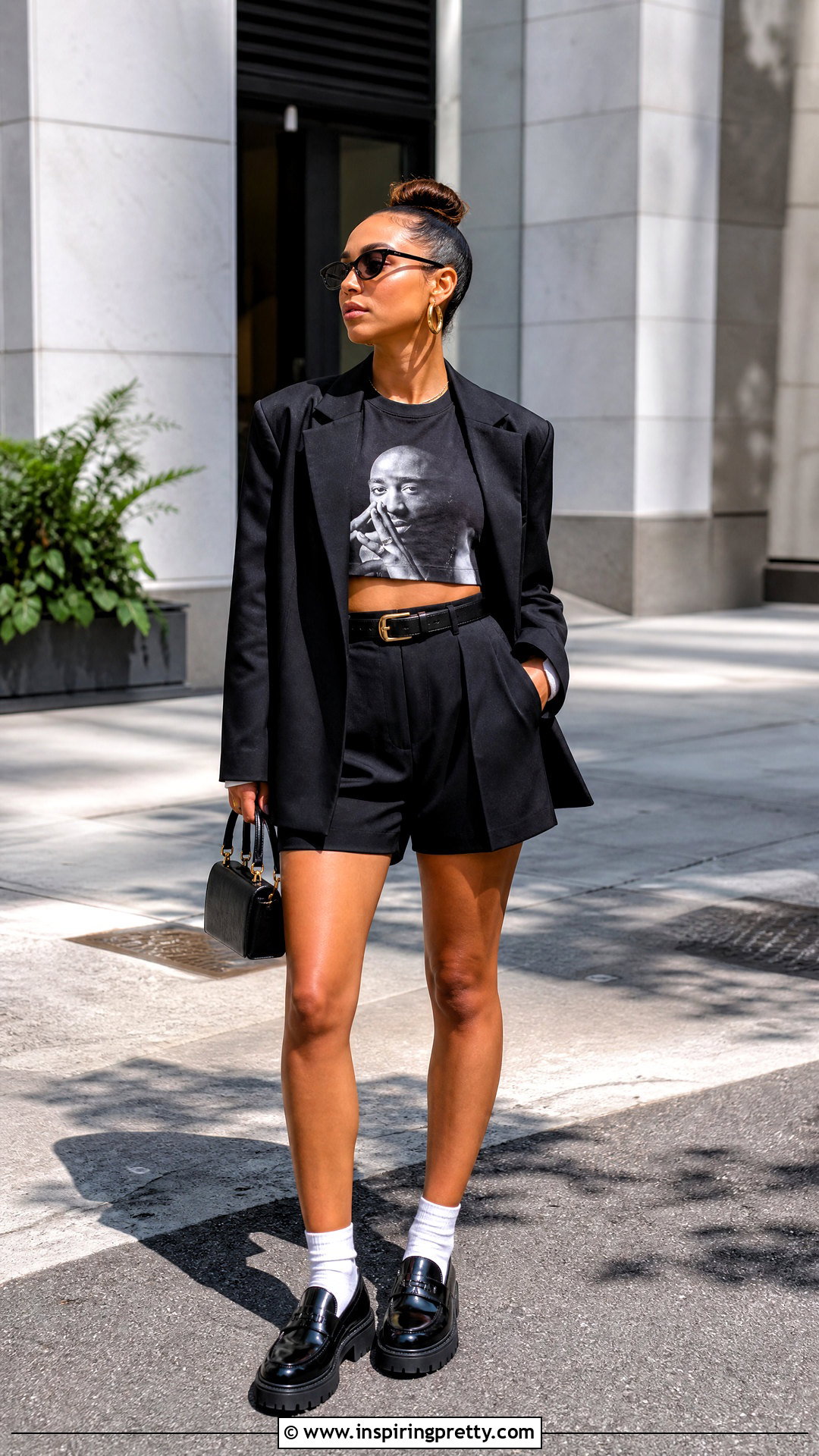 Pac Crop Top With Tailored Shorts And Blazer - 20 2Pac Crop Top outfit ideas