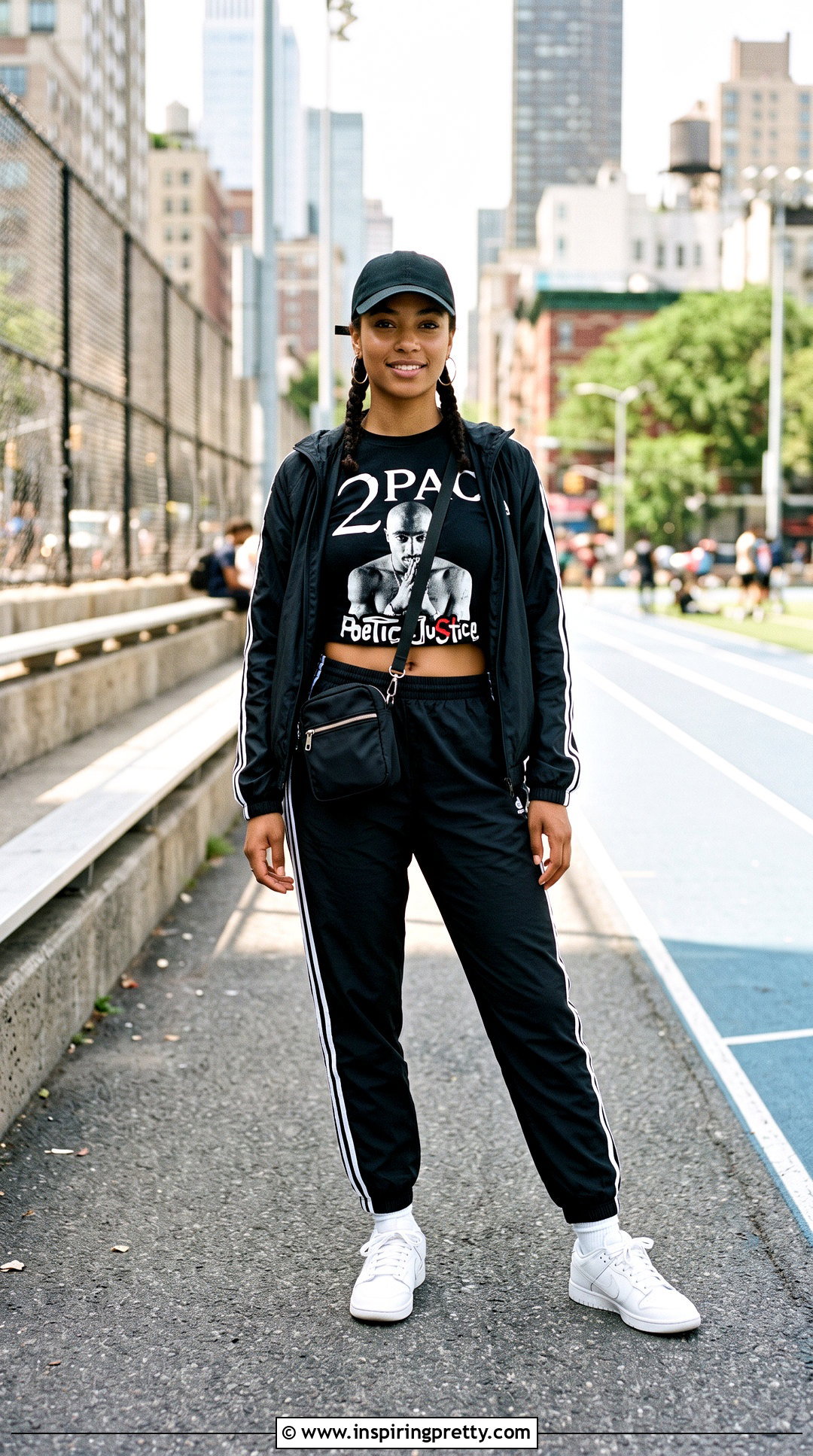 Pac Crop Top With Track Pants And Retro Sneakers - 20 2Pac Crop Top outfit ideas