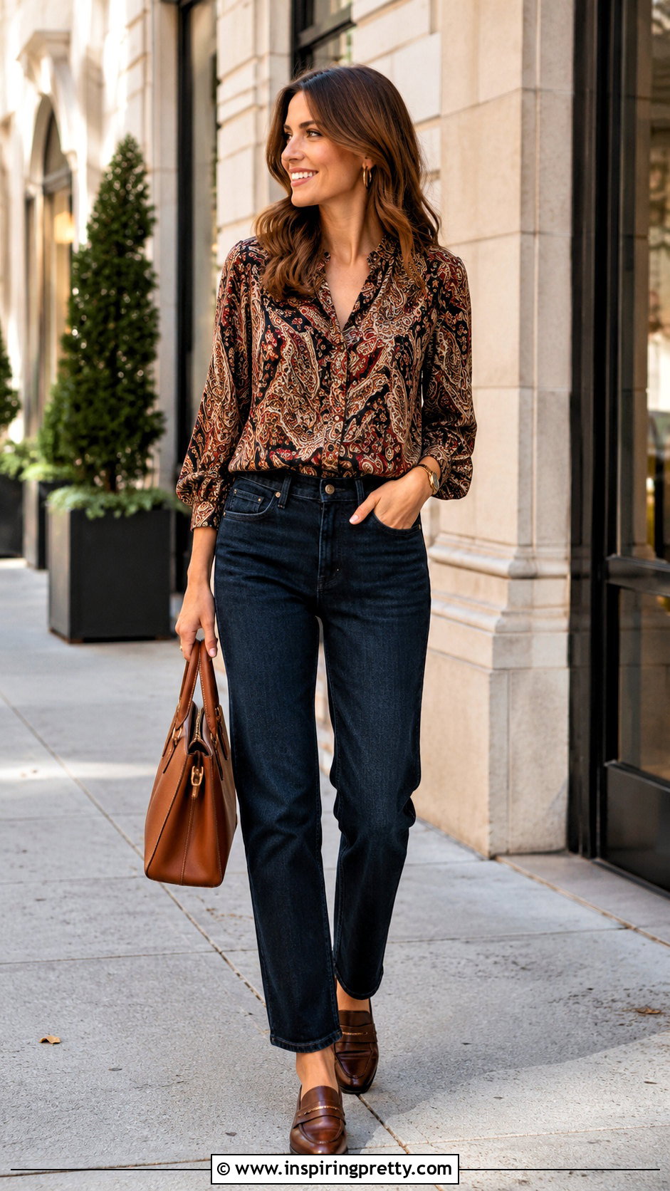 Paisley Sunday Top With Dark Wash Jeans - 50 sunday top design