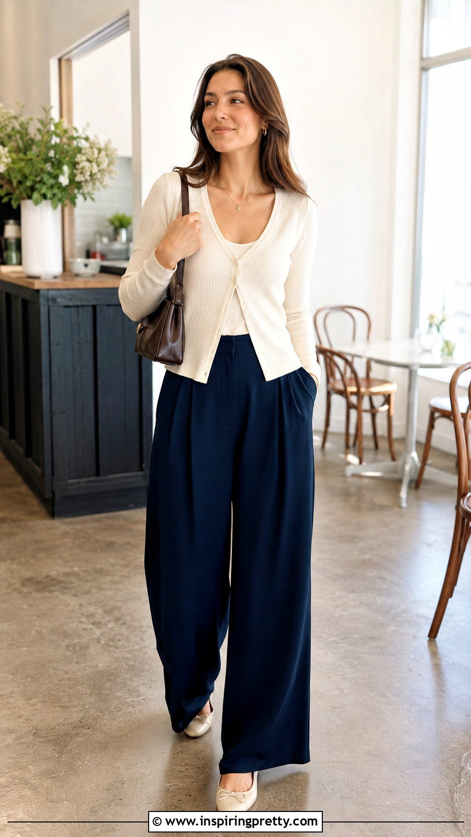 Palazzo Pants With Cardigan And Camisole - 50 palazzo and top styles