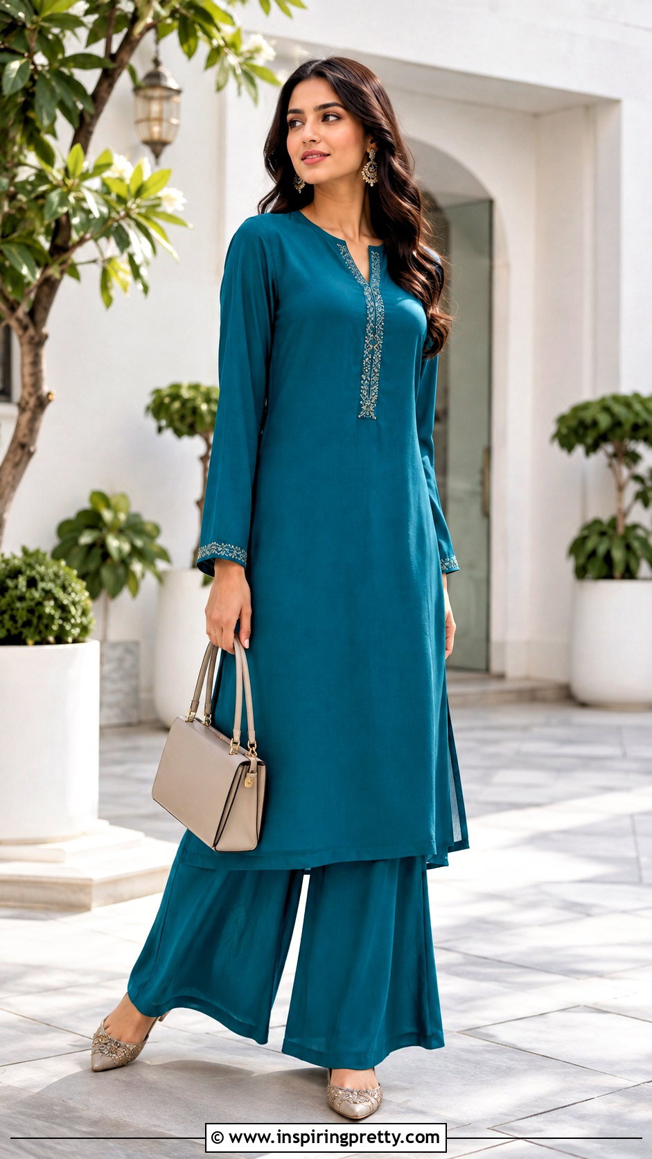 Palazzo Pants With Long Straight Kurti - 50 palazzo and top styles