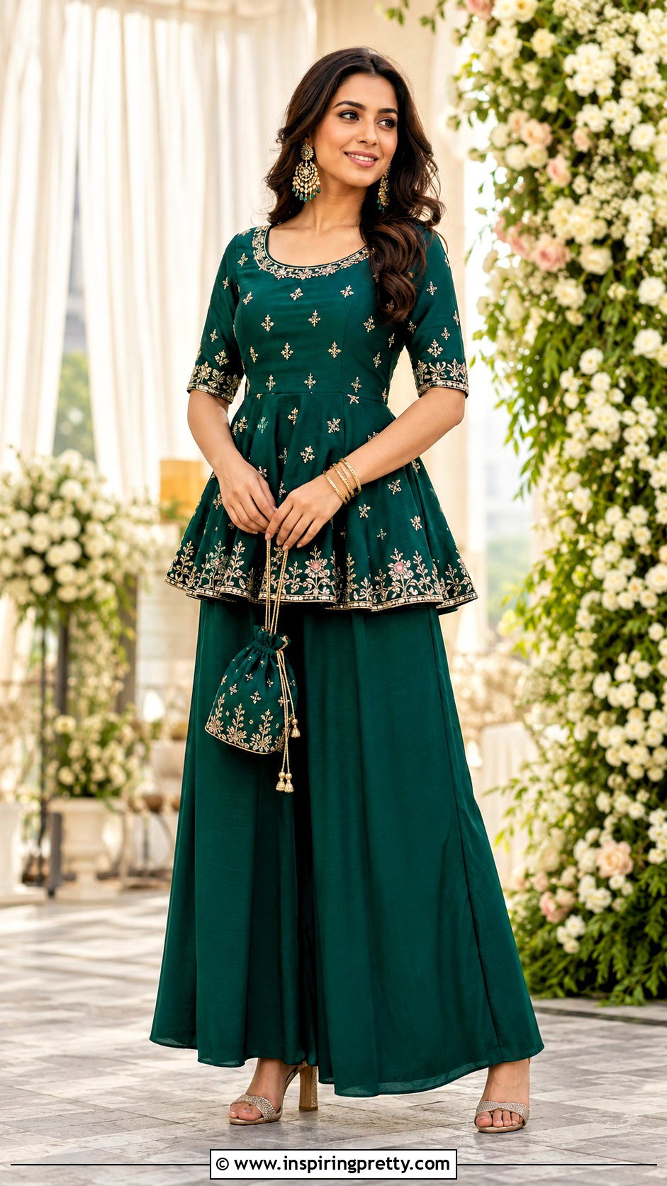 Palazzo Pants With Peplum Kurti - 50 palazzo and top styles