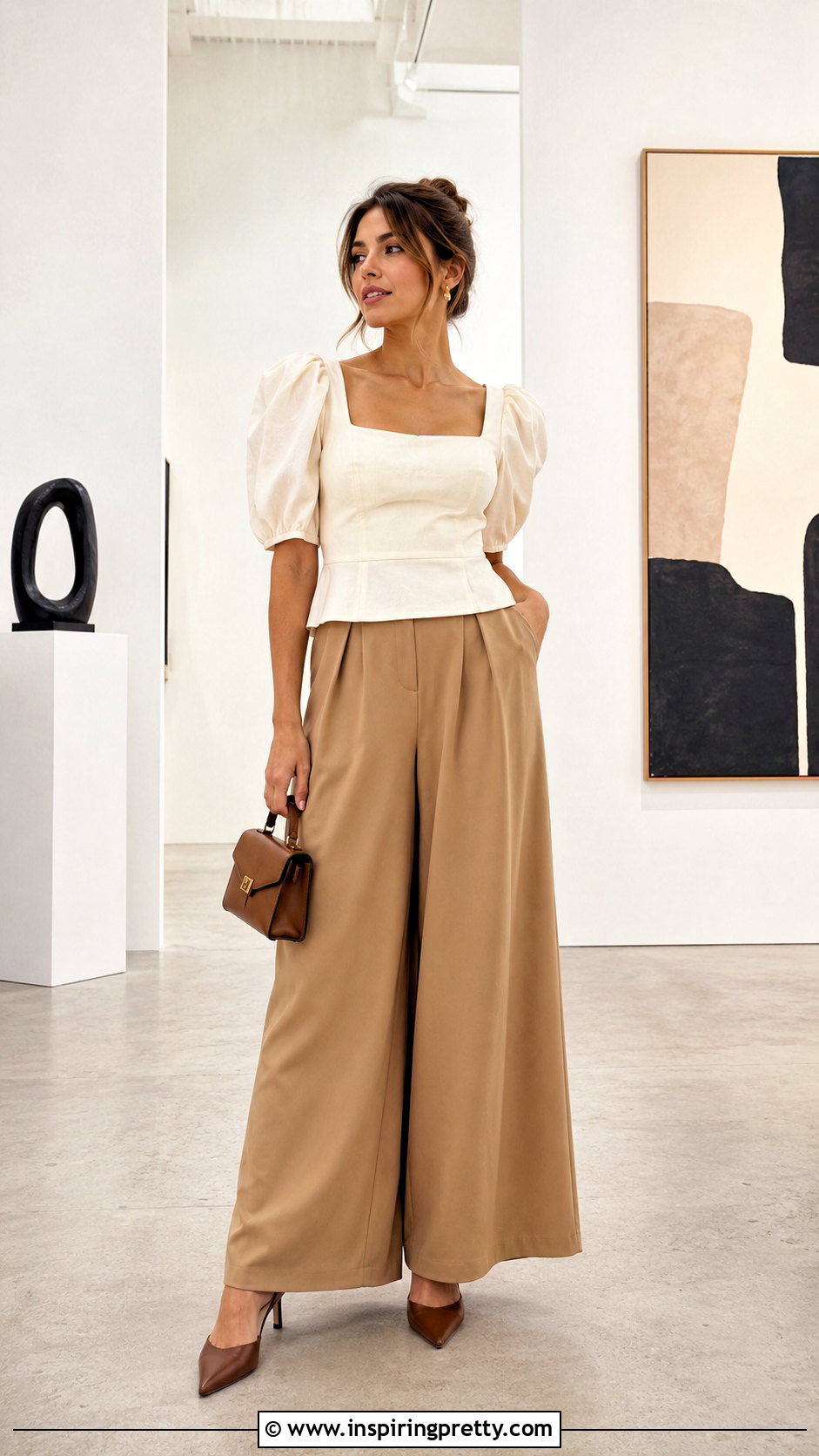 Palazzo Pants With Puff Sleeve Blouse - 50 palazzo and top styles