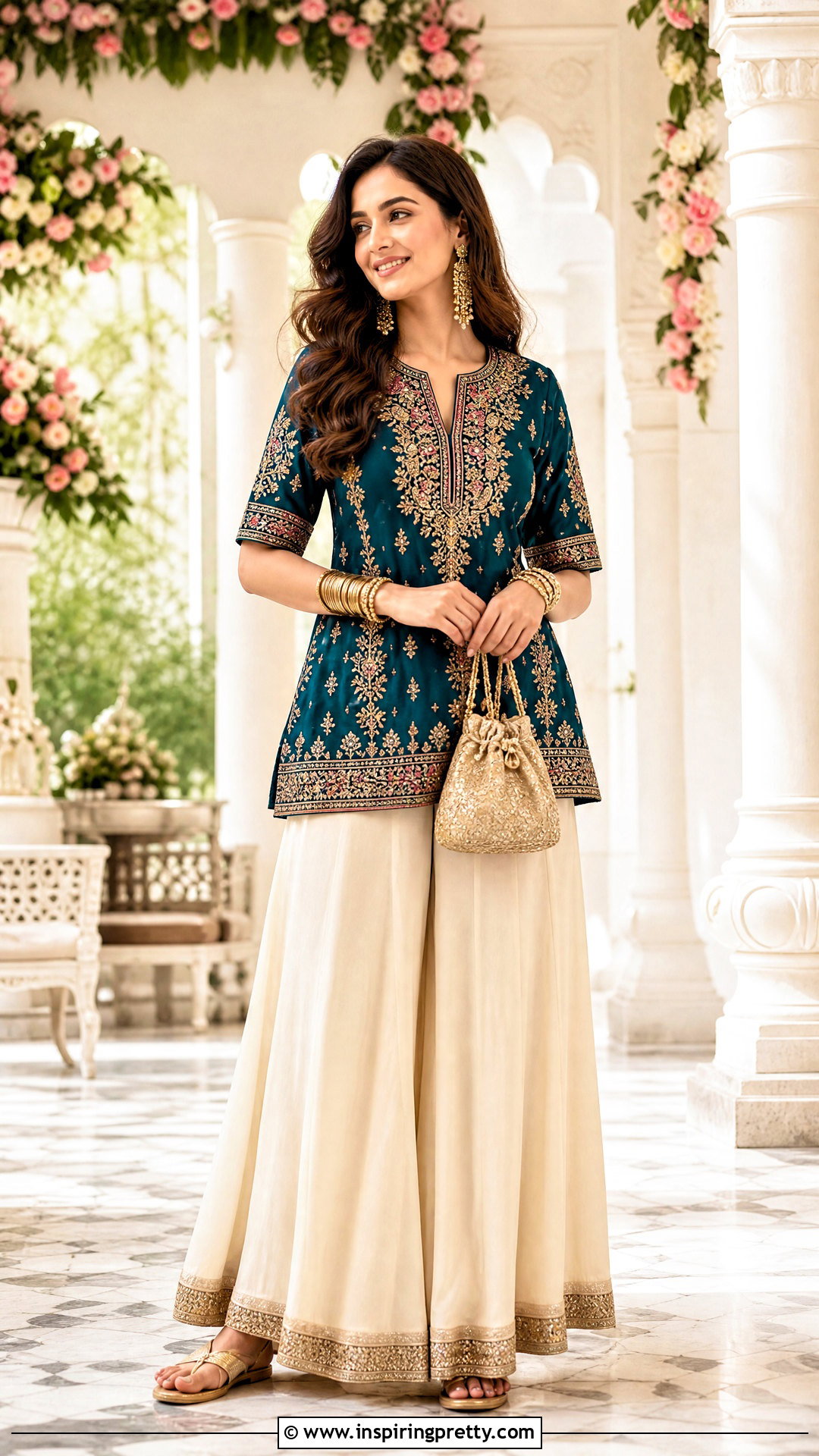 Palazzo Pants With Short Kurti - 20 pallazo and tops outfit ideas