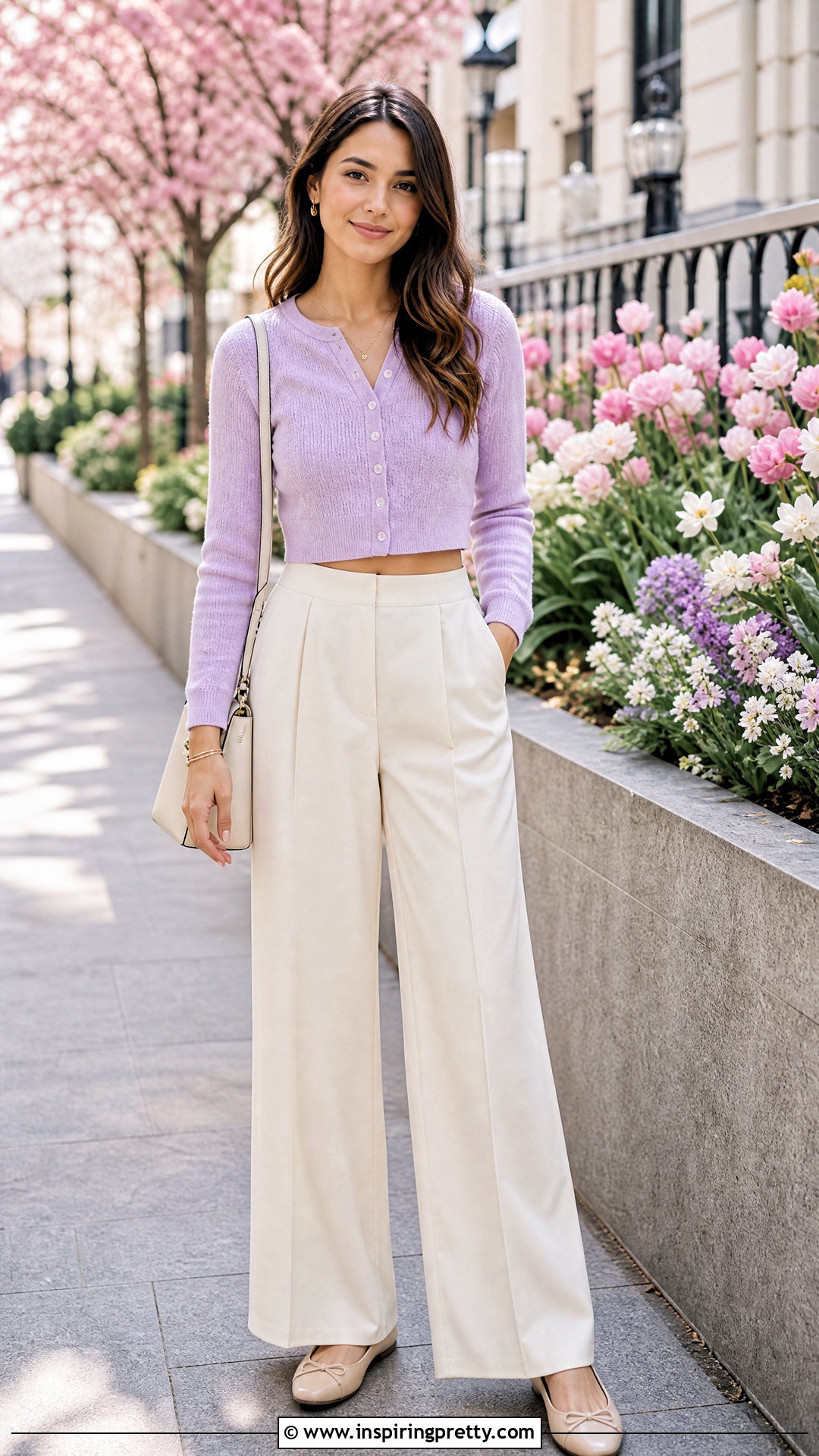 Palazzo Trousers With Cropped Cardigan - 50 palazzo trouser and top outfit ideas