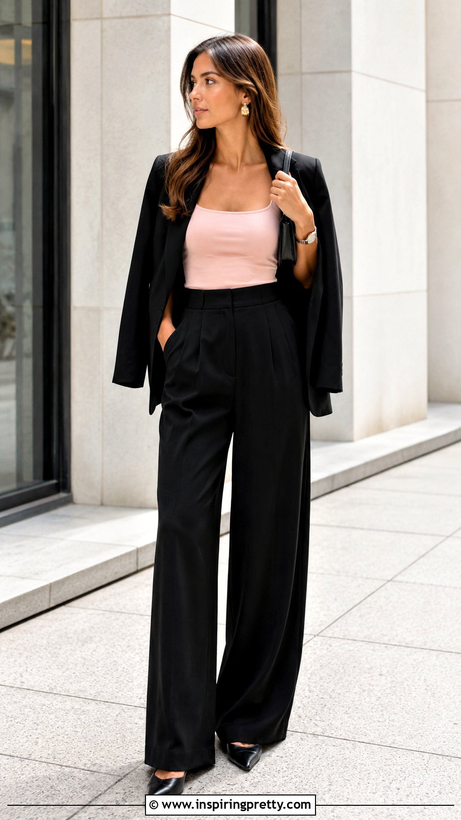Pale Pink Tank Top With Black Trousers - 20 Pastel Tank Tops Collections