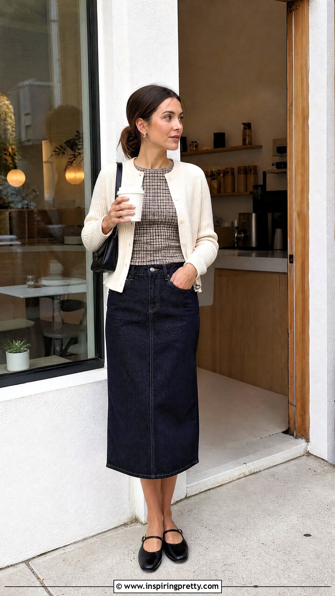 Paloma Wool Checkered Top With Knit Cardigan And Midi Skirt - 20 Paloma Wool Checkered Top outfit ideas