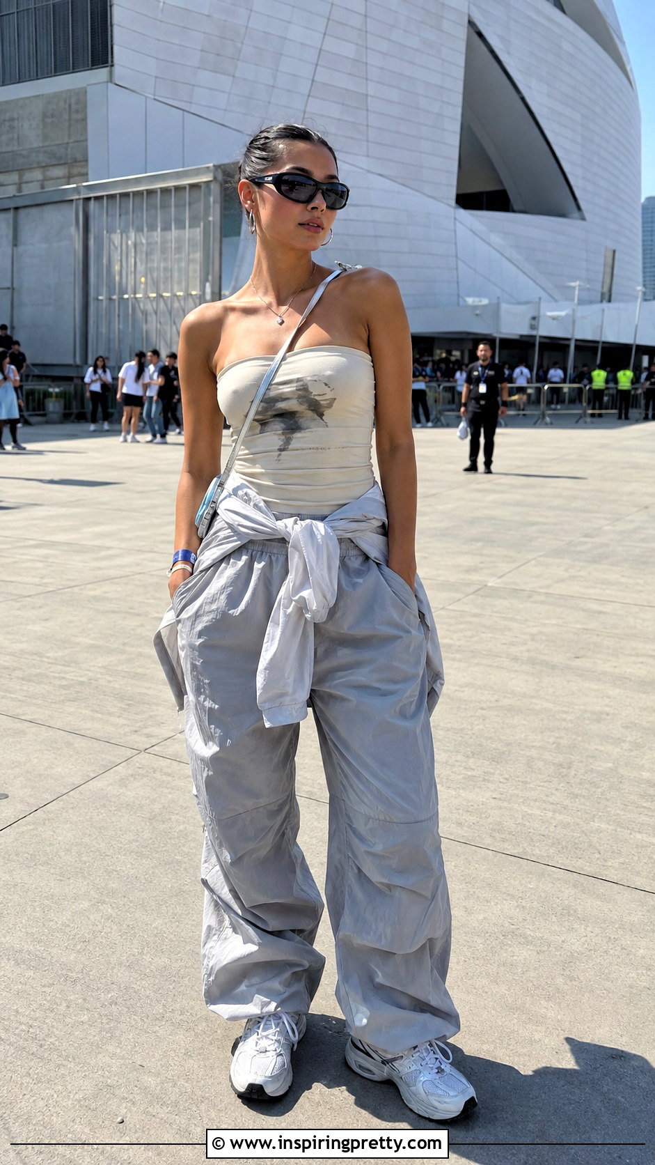 Paloma Wool Tube Top With Parachute Pants - 25 paloma wool tube top outfit ideas