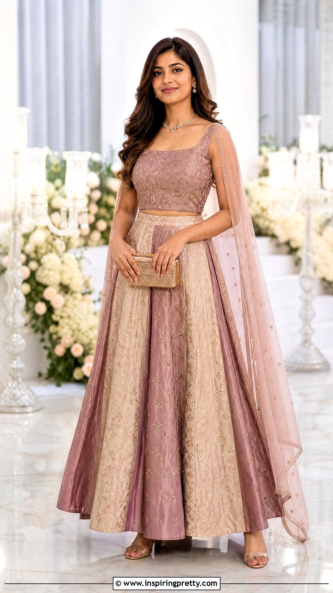 Panelled Skirt And Square Neck Blouse Outfit - 50 traditional skirt and top outfit ideas