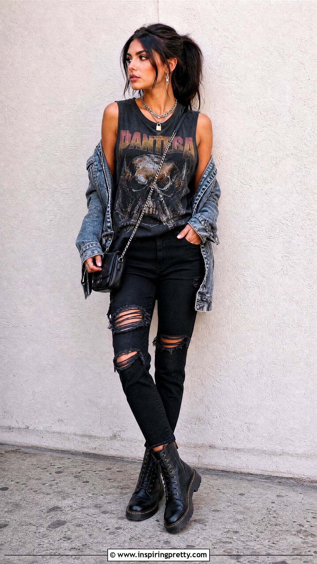 Pantera Tank Top With Ripped Black Jeans - 25 pantera tank top outfit ideas
