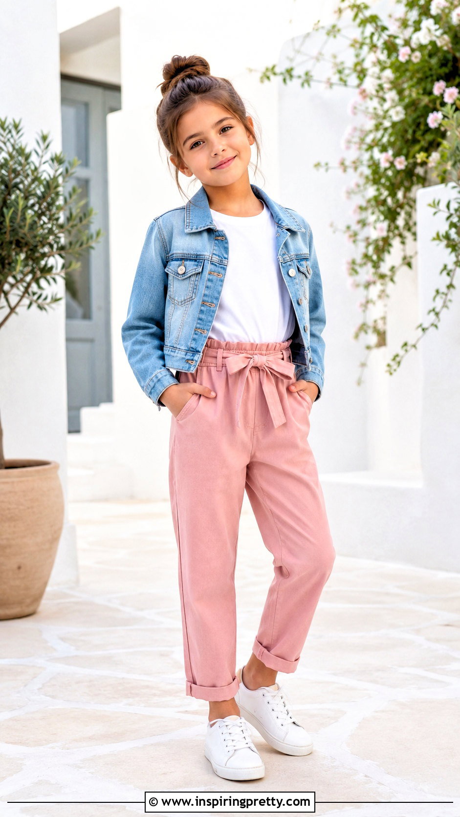 Paperbag Trousers And Tucked In T Shirt Outfit - 50 trouser and top for kids