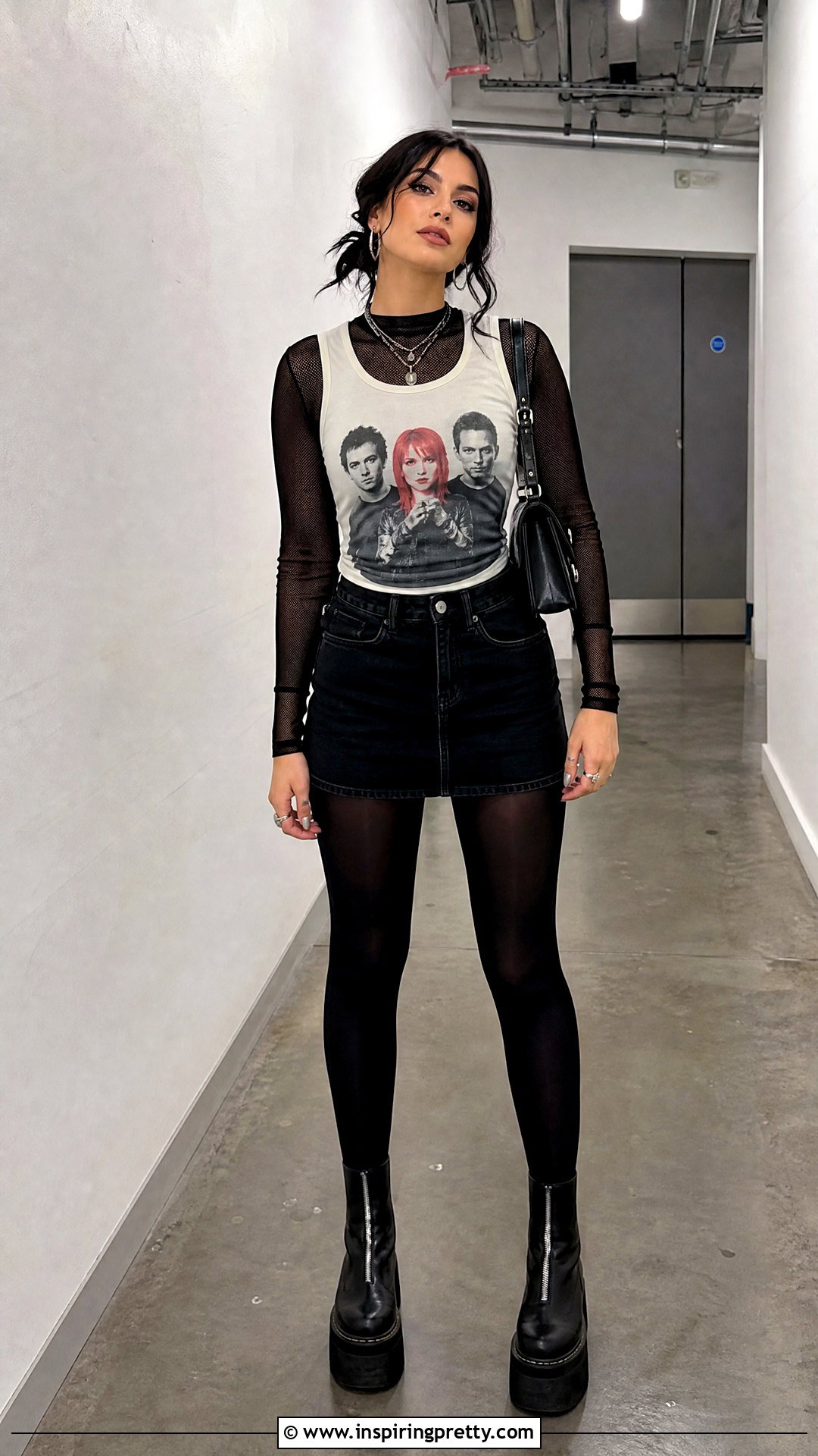 Paramore Tank Top Over Mesh Top With Mini Skirt - 25 paramore tank top outfit ideas
