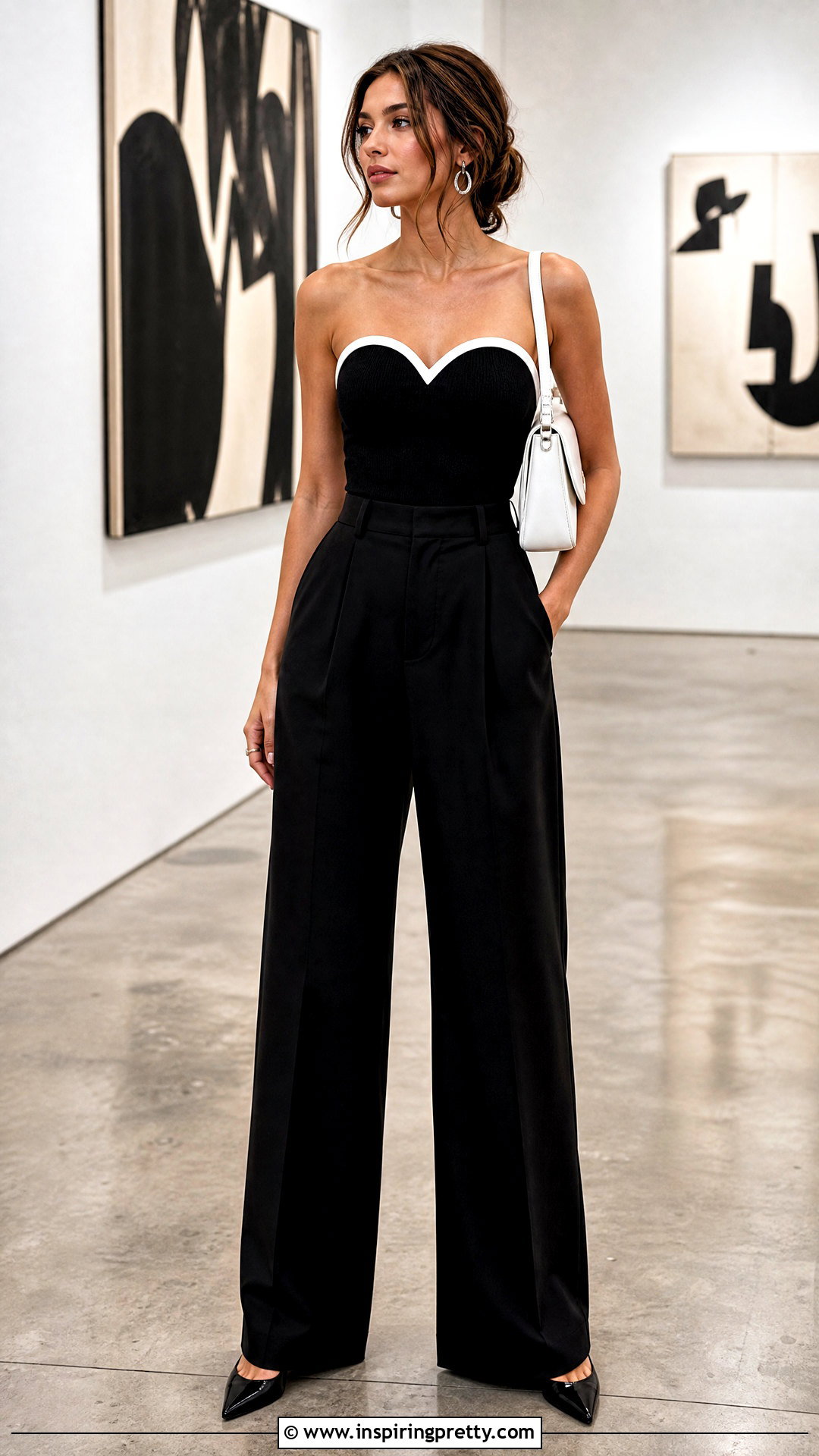 Paris Georgia Heart Top With Black Wide Leg Trousers - 20 paris georgia heart top outfit ideas