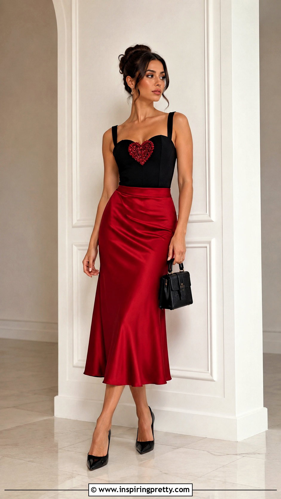 Paris Georgia Heart Top With Red Midi Skirt - 20 paris georgia heart top outfit ideas