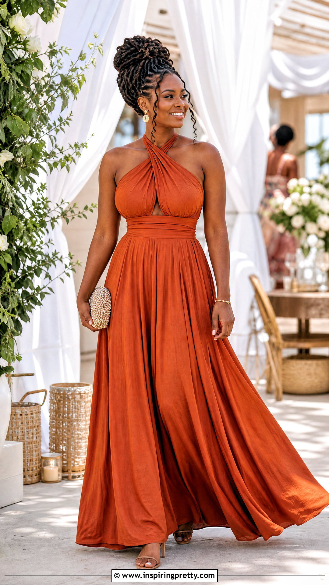 Passion Twist Updo With Halter Dress - 50 halter top hairstyles