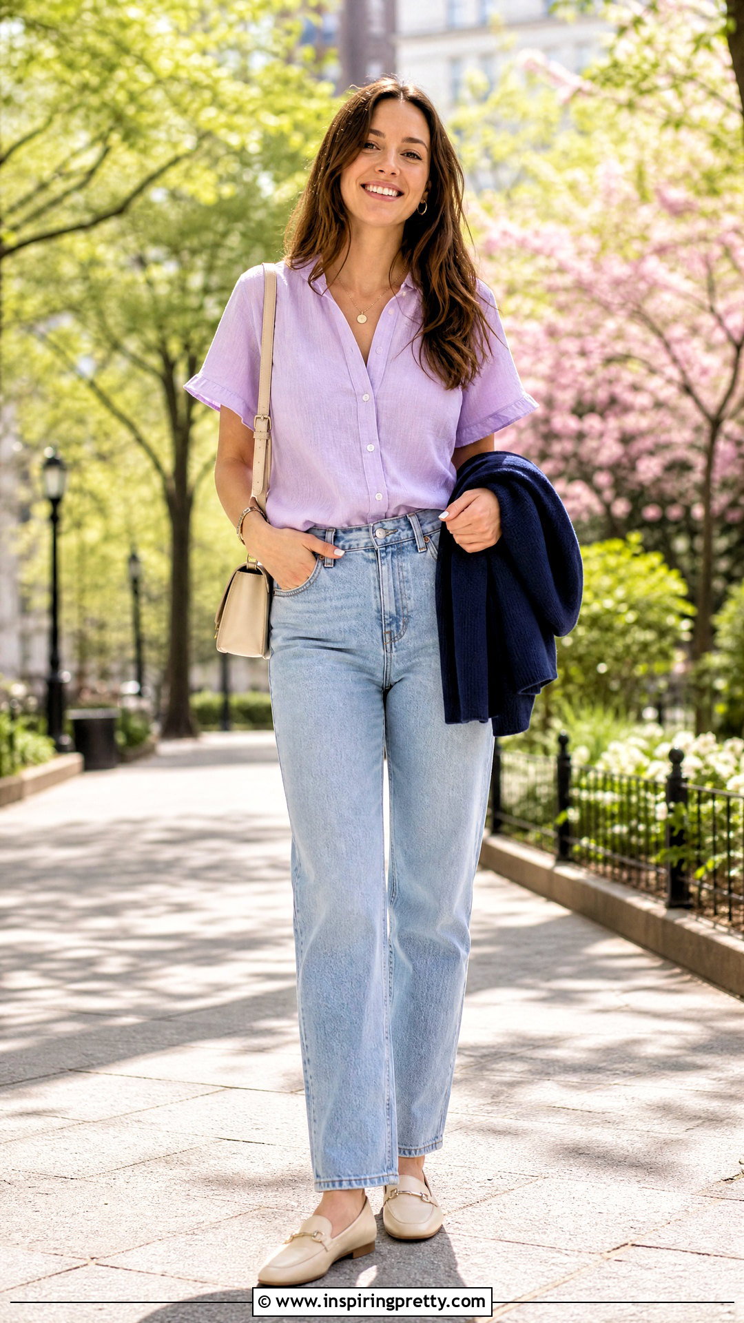 Pastel Cotton Top With Light Wash Jeans - 50 cotton tops designs casual ideas