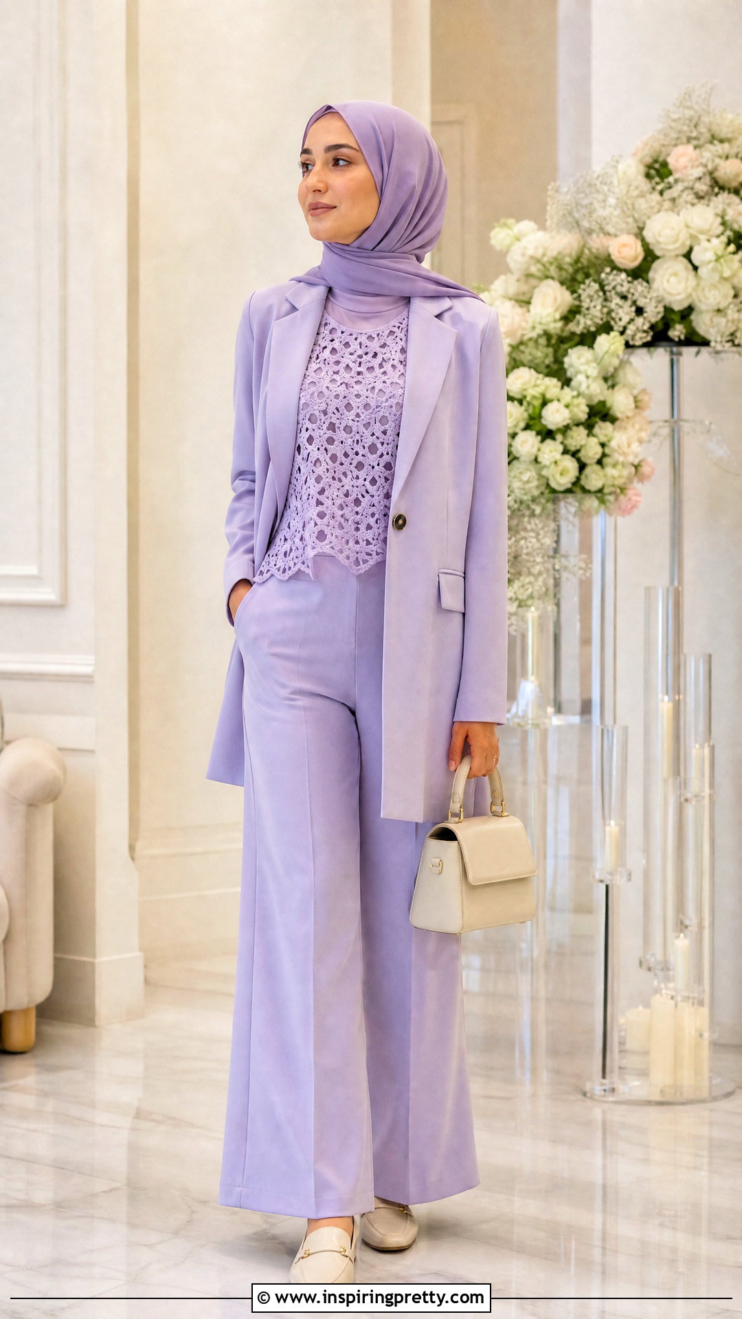 Pastel Crochet Top With A Matching Suit - 25 crochet top hijabi outfit ideas