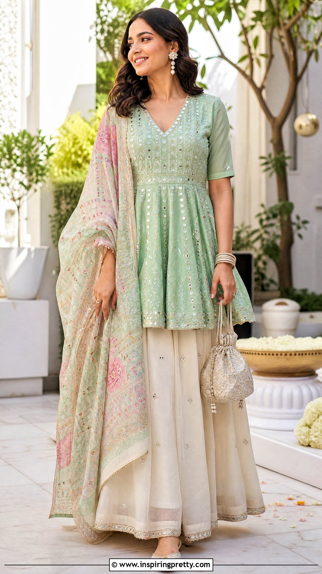 Pastel Kediyu With Ivory Lehenga - 50 Kediyu Top For Navratri outfit ideas