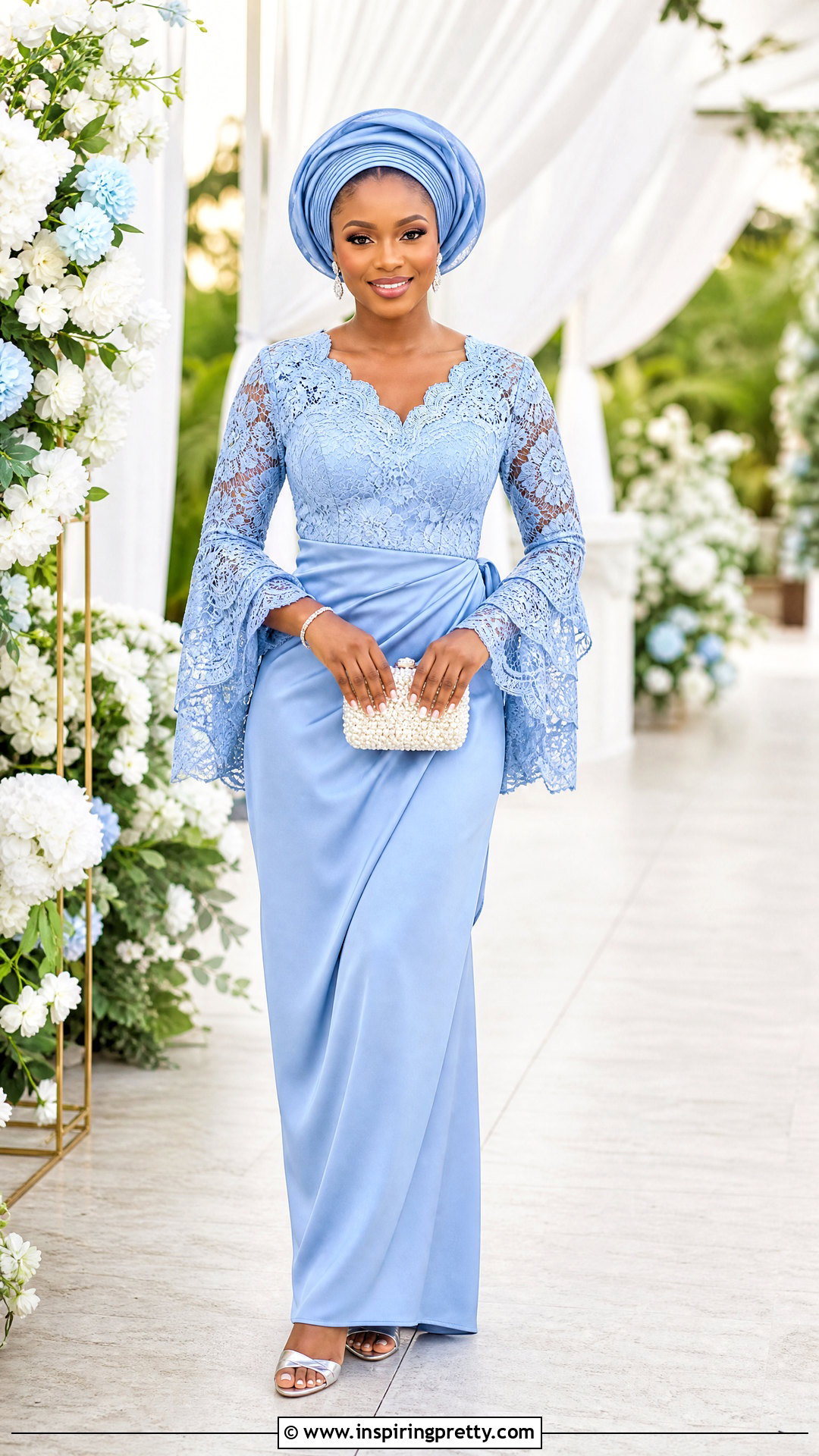 Pastel Lace Top And Satin Maxi Skirt - 50 skirt and top lace styles