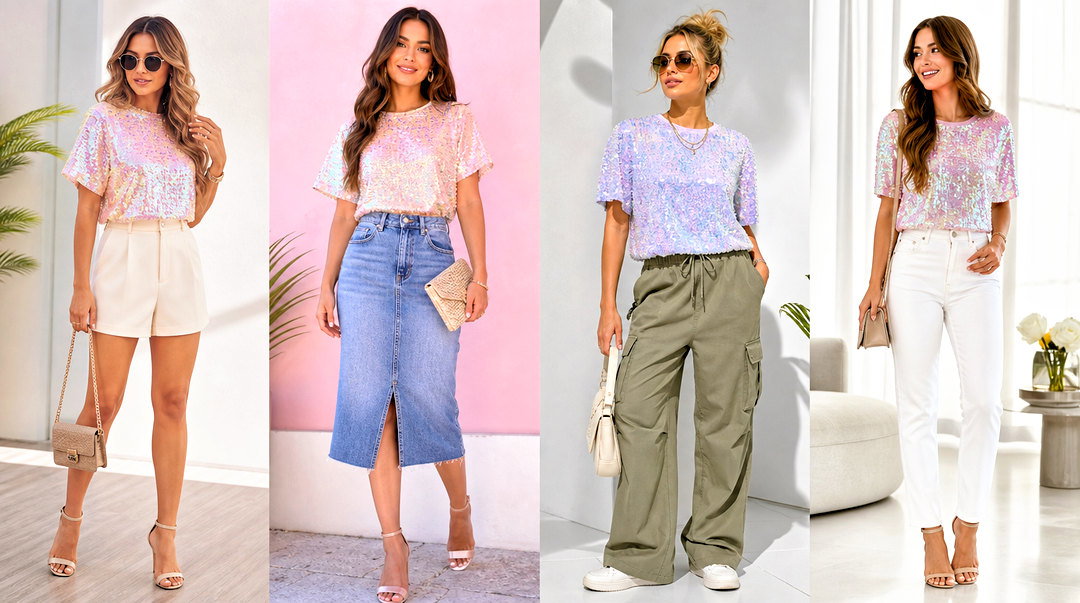20 Pastel Sequin Top Outfit Ideas for Dazzling Party Looks