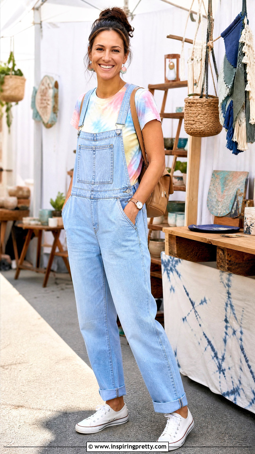 Pastel Tie Dye Top With Denim Overalls - 20 Pastel Tie Dye Top outfit ideas