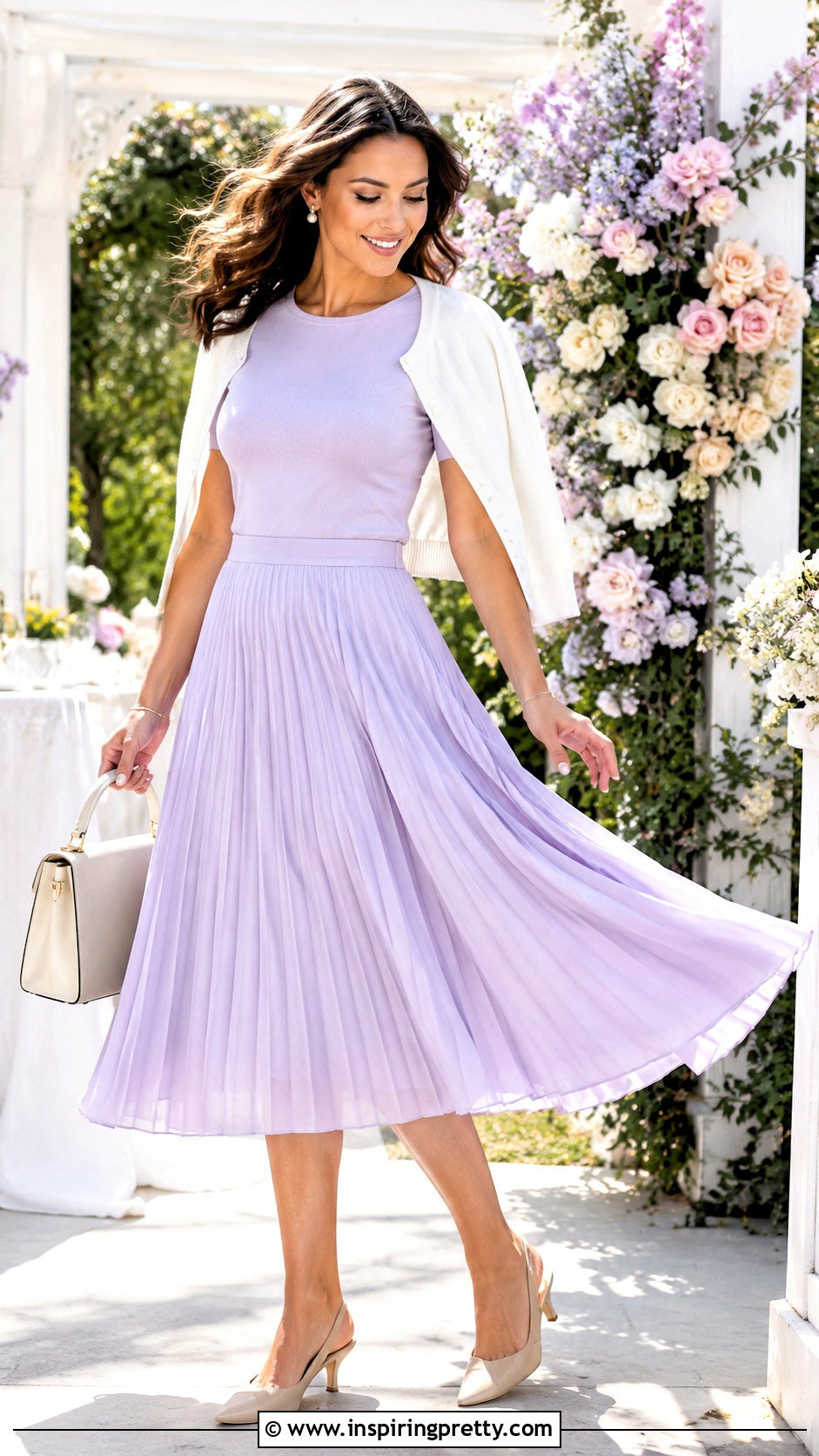 Pastel Top And Pleated Skirt Set - 50 two piece outfits skirt and tops