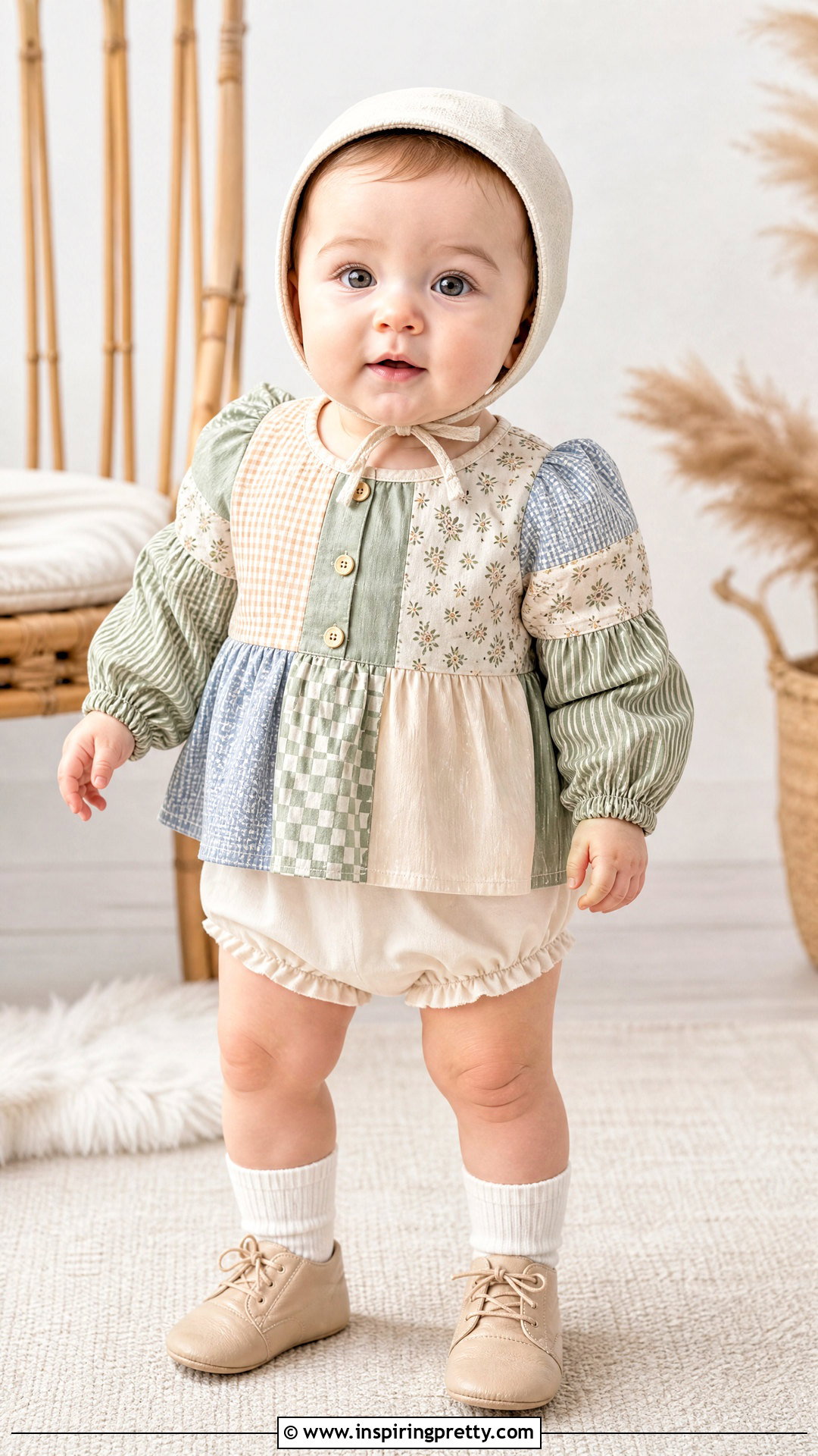 Patchwork Baby Top With Solid Bloomers - 50 baby tops designs