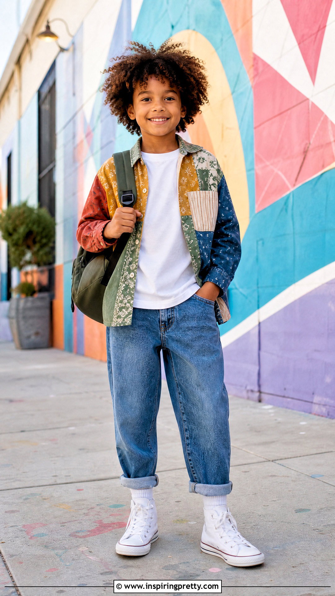 Patchwork Shirt With Relaxed Jeans - 50 latest kids top designs