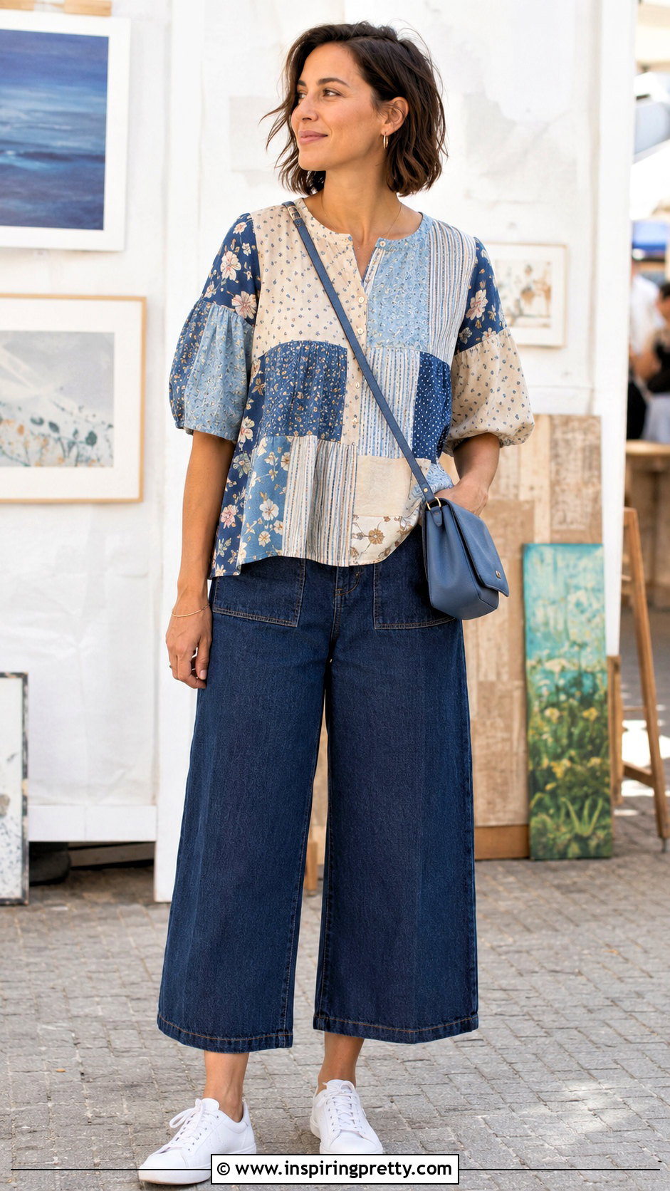 Patchwork Sunday Top With Denim Culottes - 50 sunday top design