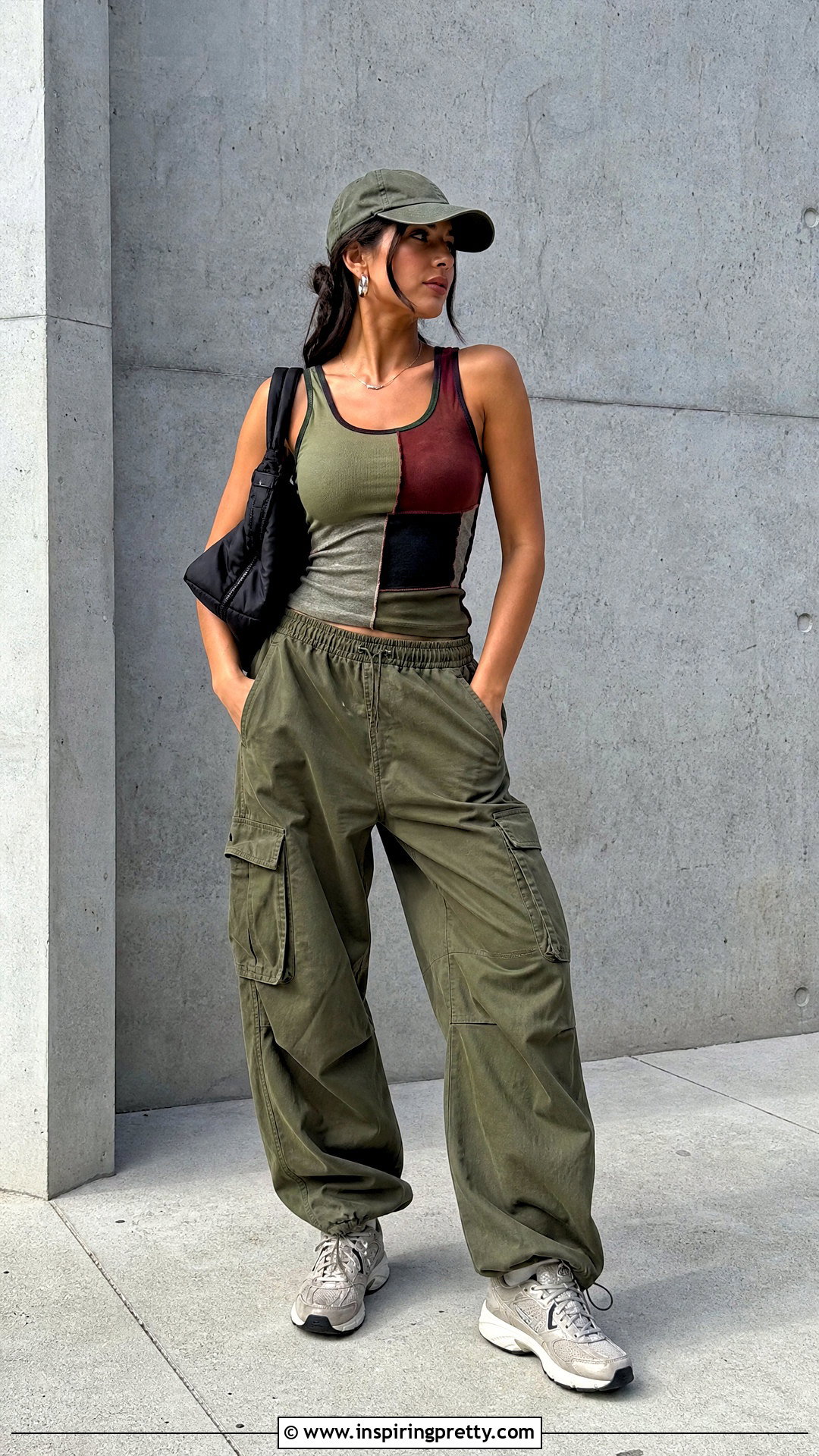 Patchwork Tank Top With Cargo Pants - 50 patchwork tank top outfit ideas