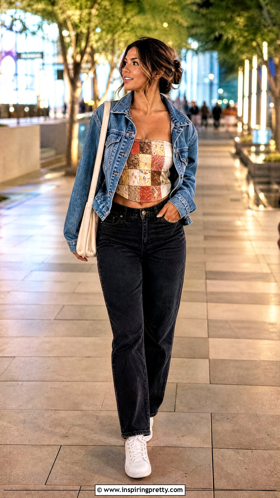 Patchwork Tank Top With a Denim Jacket - 50 patchwork tank top outfit ideas