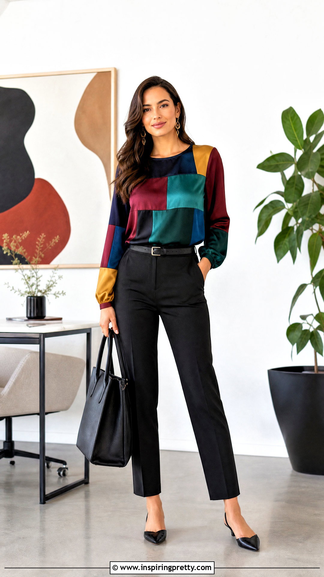 Patchwork Top With Black Trousers - 50 patchwork top outfit ideas