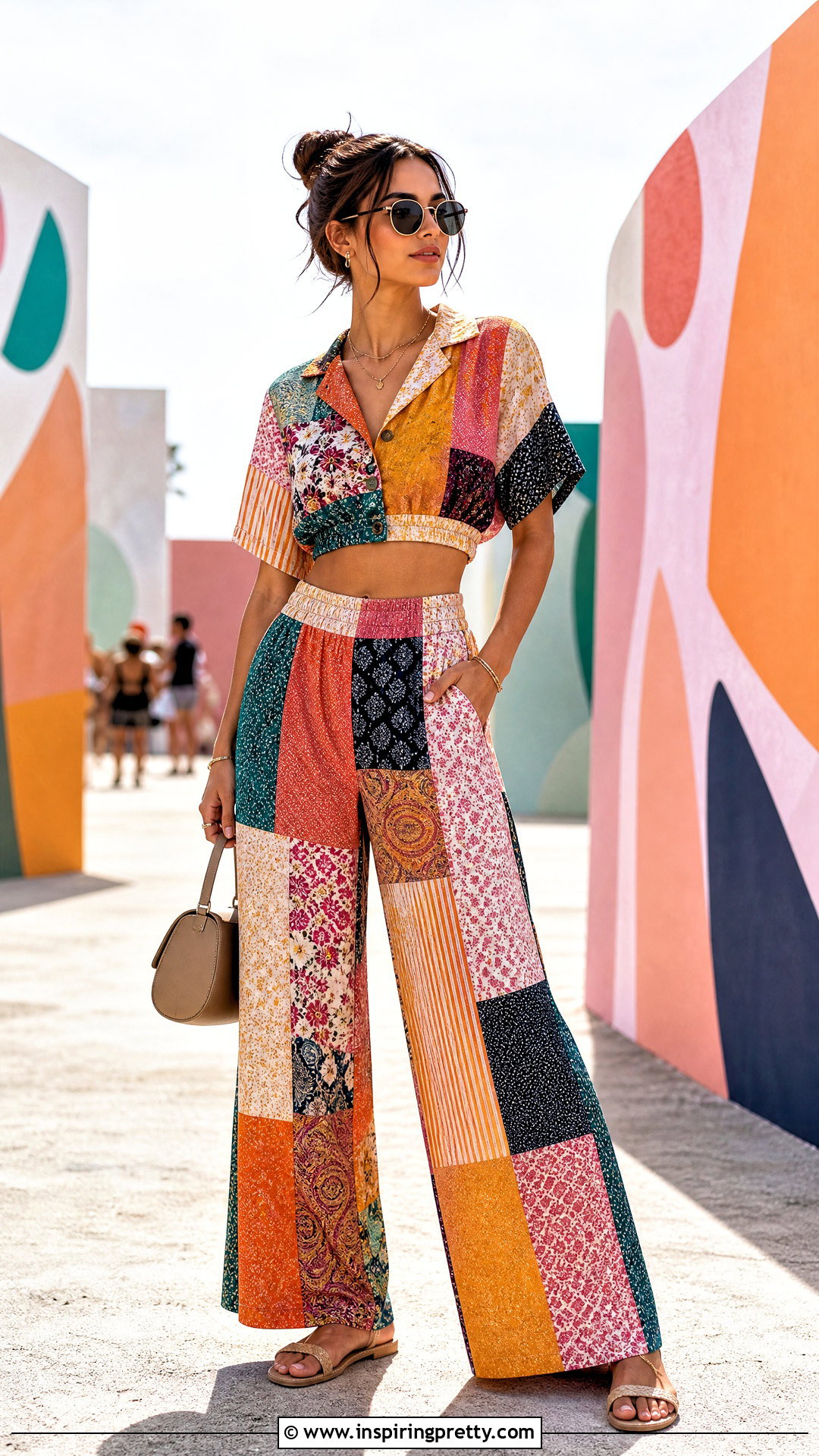 Patchwork Top With Matching Pants - 50 patchwork top outfit ideas