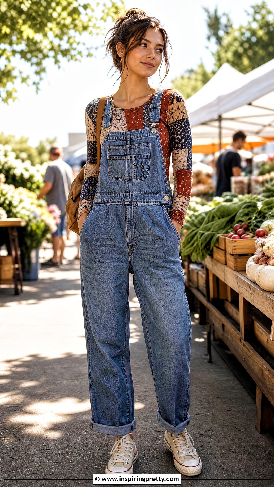 Patchwork Top With Overalls - 50 patchwork top outfit ideas