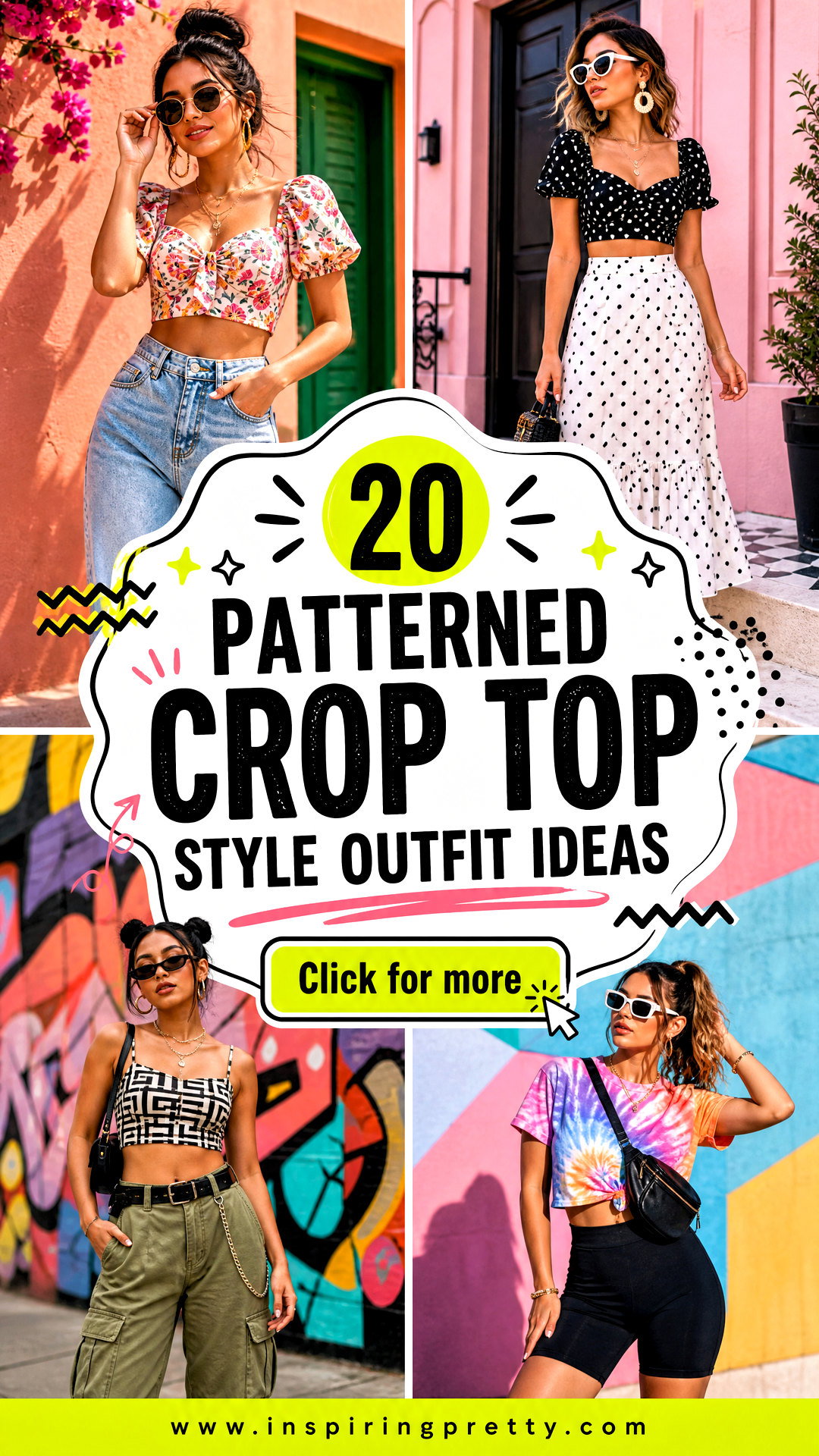 20 Patterned Crop Top Style Outfit Ideas for Bold Dressers - 20 Patterned Crop Top Style Outfit Ideas for Bold Dressers