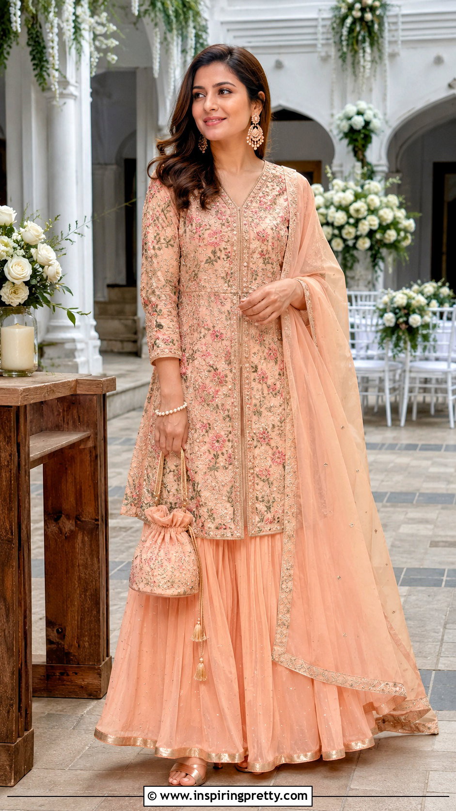 Peach Lehenga With Long Top - 50 Lehenga With Long Top outfit ideas