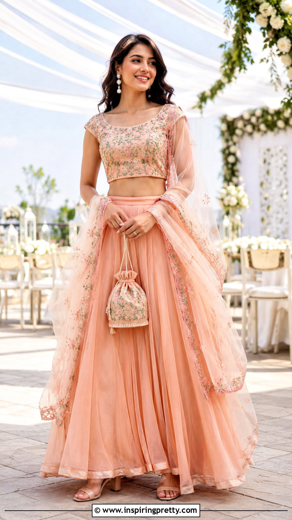 Peach Skirt And Crop Top For Summer Wedding - 50 skirt and crop top indian weddings
