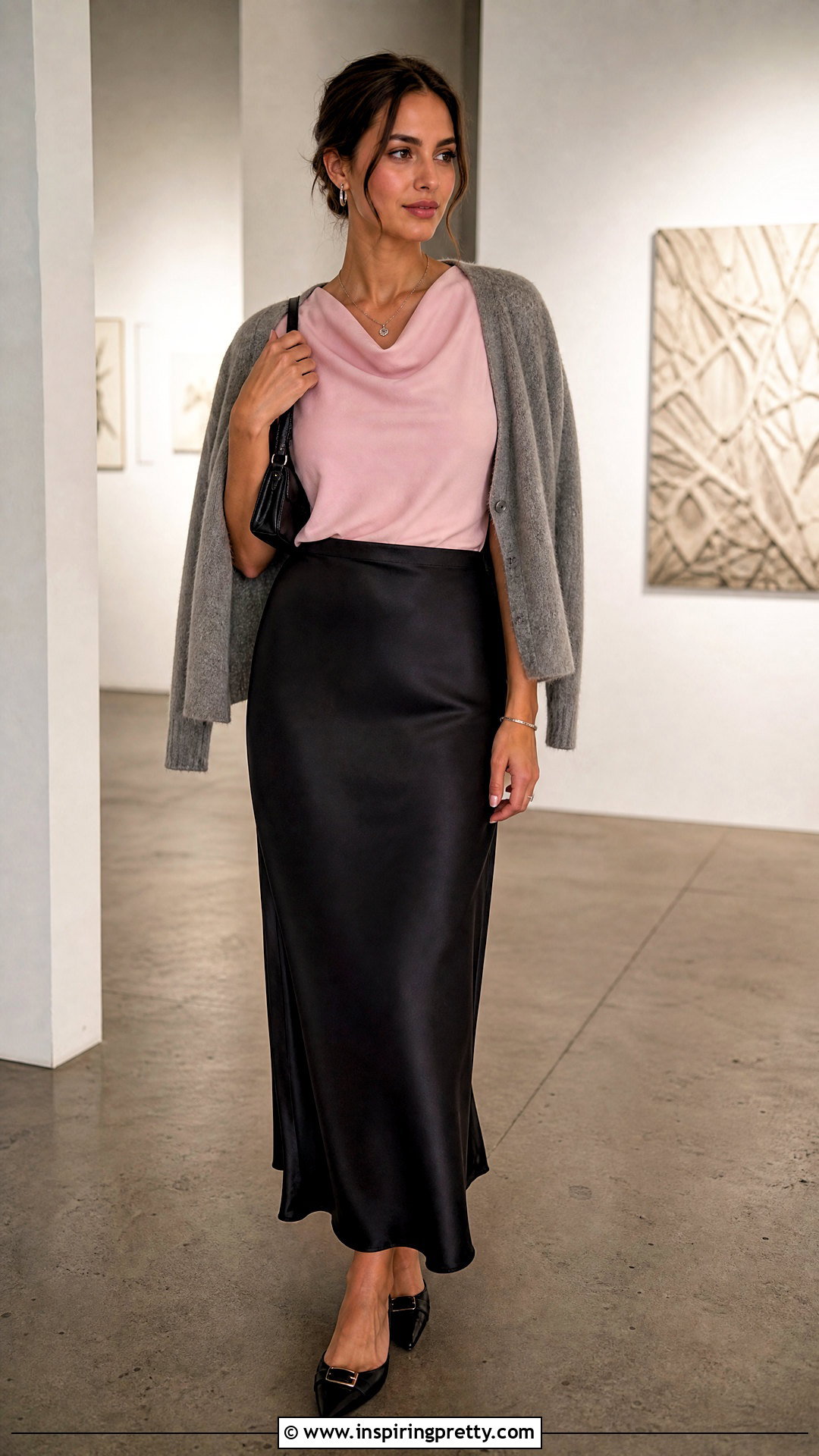 Peachy Den Pink Top With Black Slip Skirt - 20 peachy den pink top outfit ideas