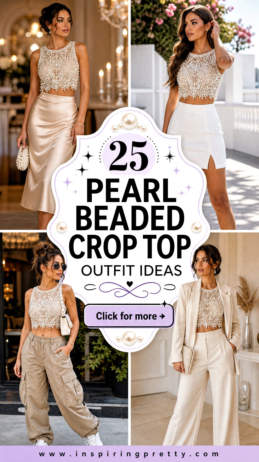 25 Pearl Beaded Crop Top Outfit Ideas for Elegant Party Looks - 25 Pearl Beaded Crop Top Outfit Ideas for Elegant Party Looks