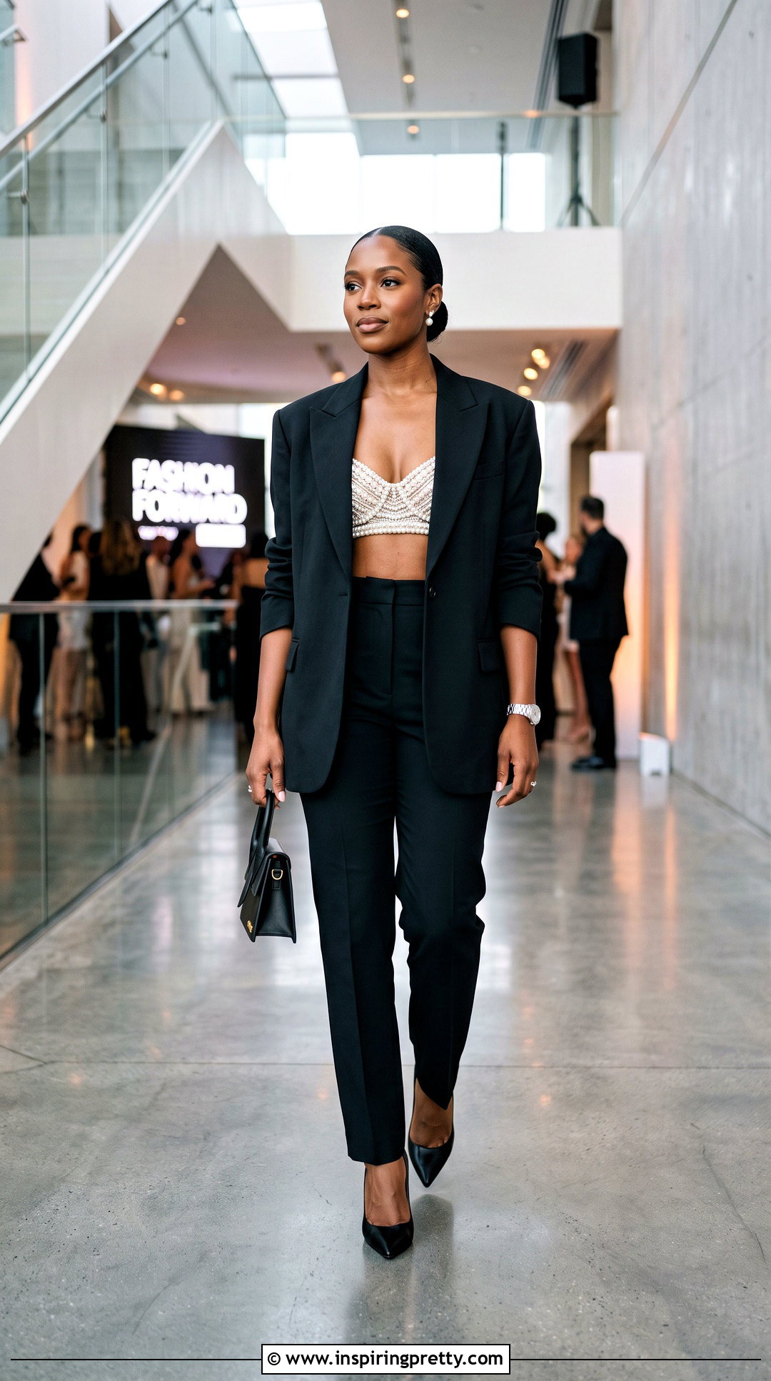 Pearl Bralette Top With Oversized Blazer - 25 top made of pearls
