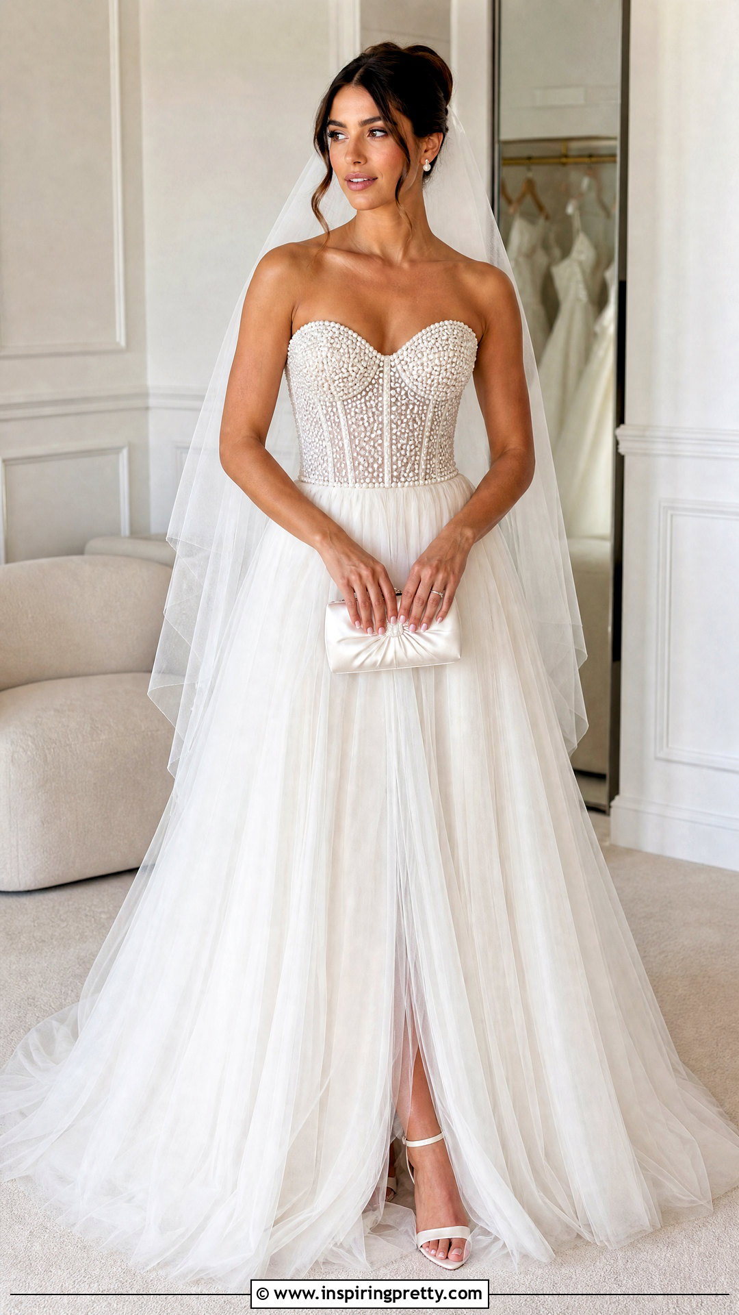 Pearl Corset Wedding Dress With A Line Skirt - 50 wedding dress corset top outfit ideas