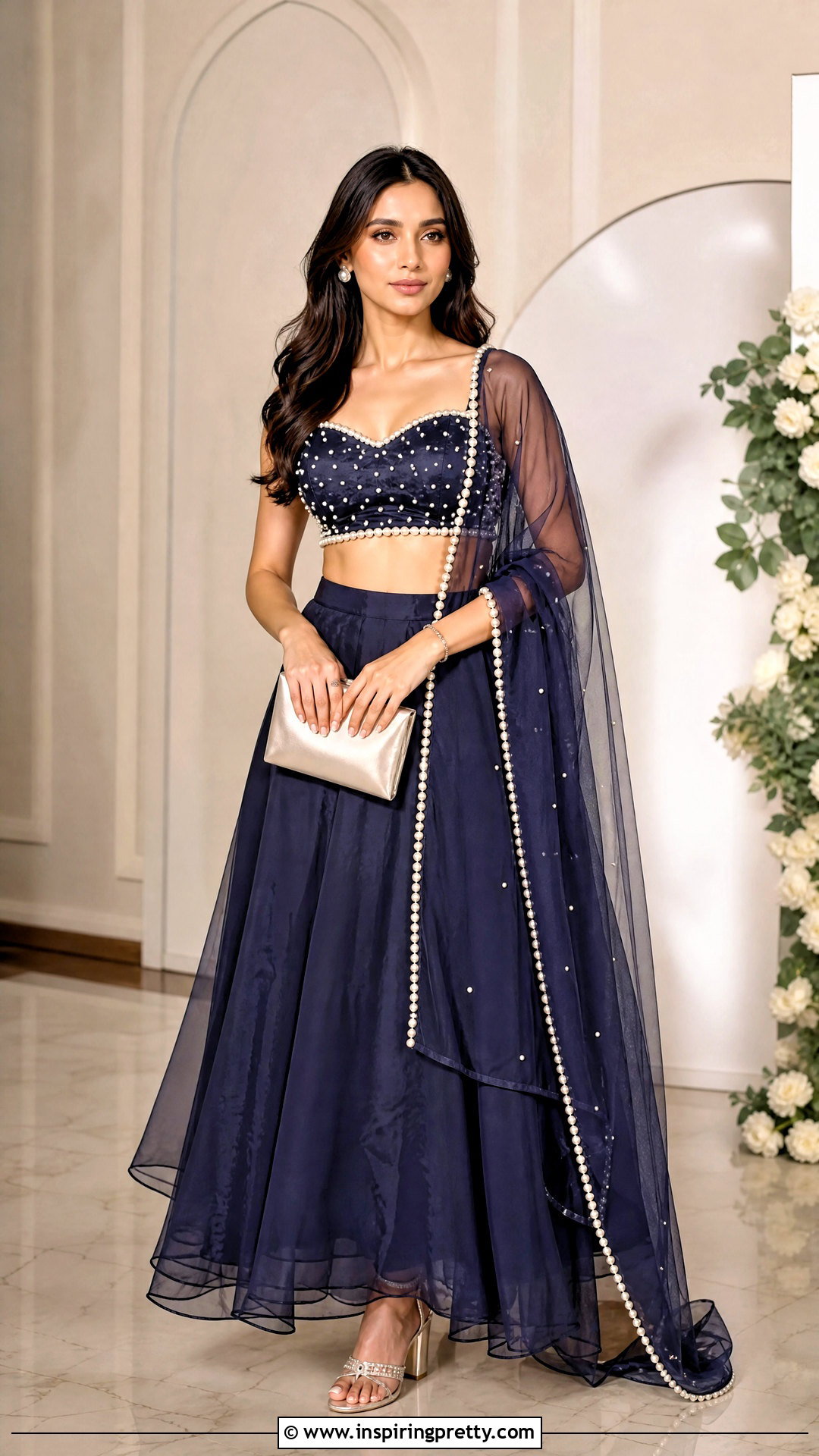 Pearl Crop Top Lehenga - 50 Modern Lehenga Designs Crop Tops outfit ideas
