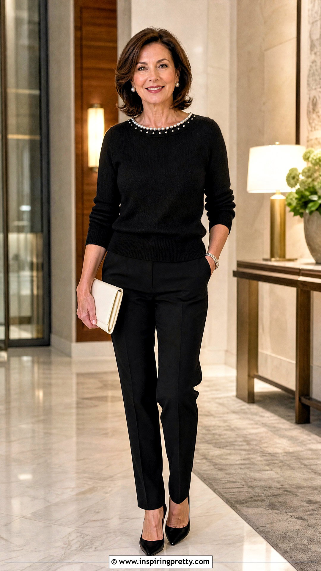Pearl Embellished Birthday Top With Black Trousers - 50 birthday tops for women