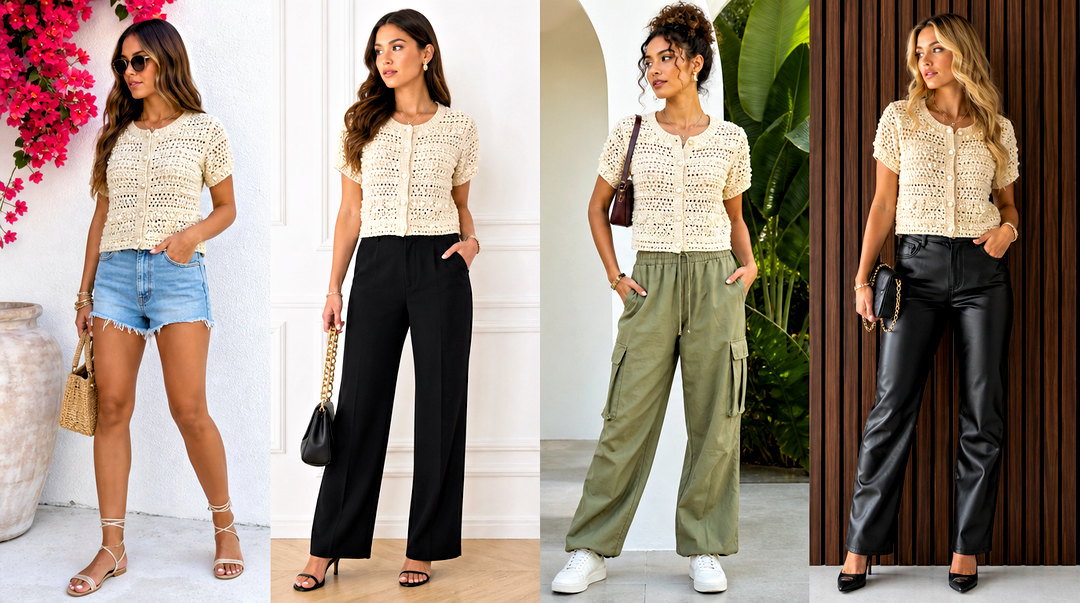 20 Pearl Embellished Crochet Top Outfit Ideas for Parties